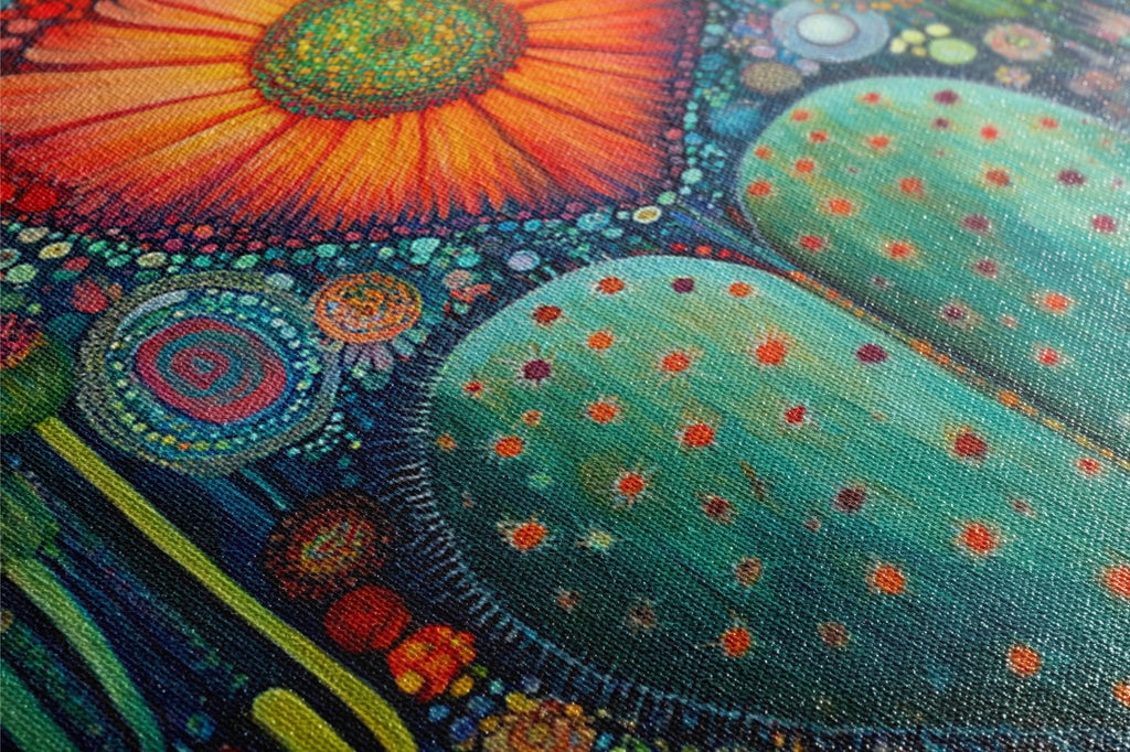 a close up of a painting of a cactus