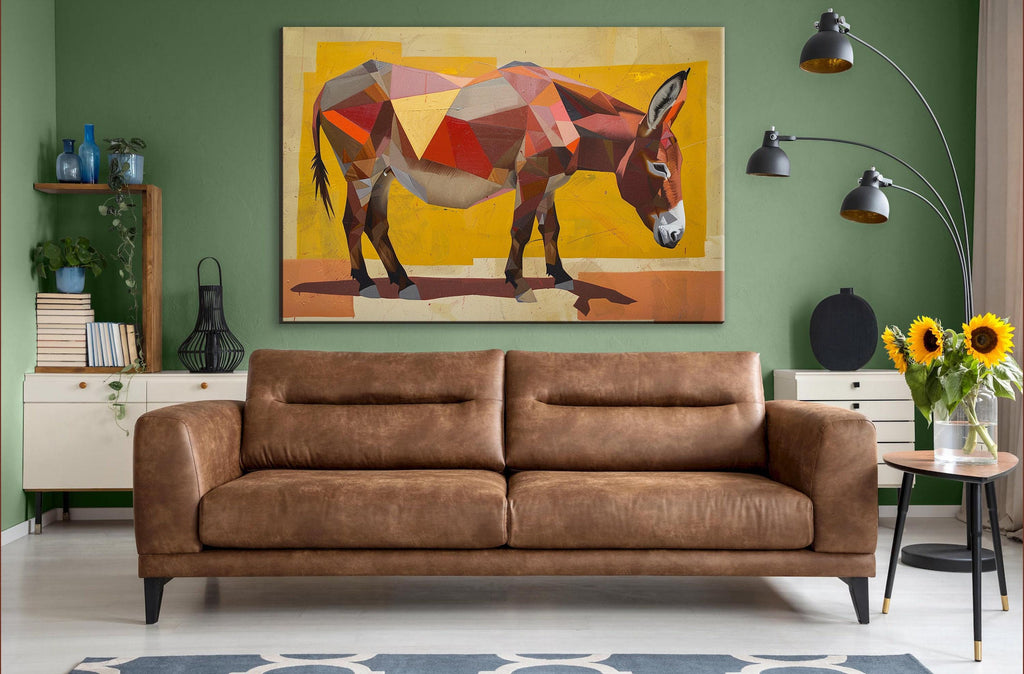 Minimalist Donkey Canvas – Rustic Texas Art | Large Gallery Wrapped Print