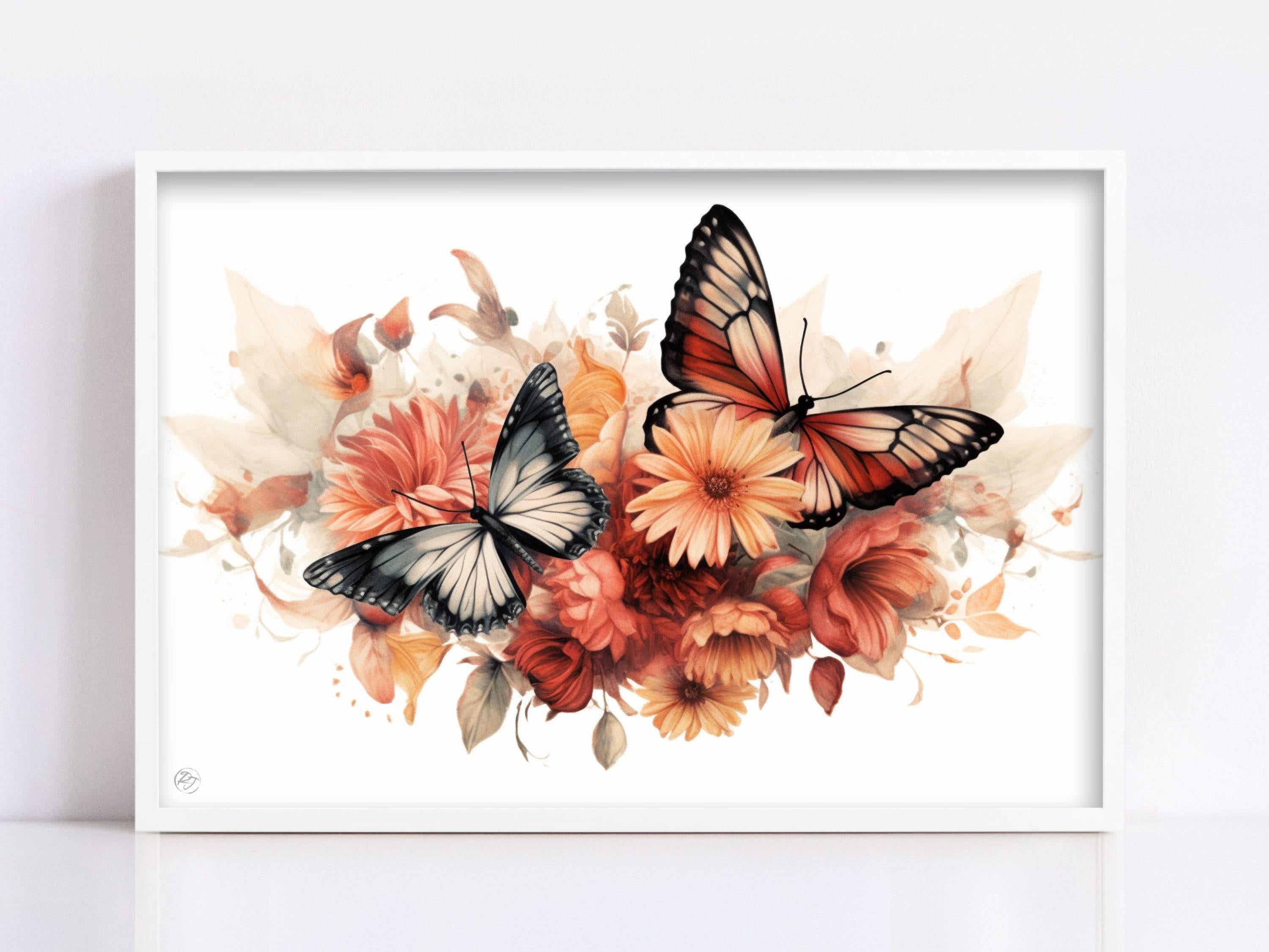 Vibrant Butterfly: Watercolor Wall Art Print, Giclee Print on Canvas, Artist Paper, Watercolor Paper, Available in Extra Large Sizes