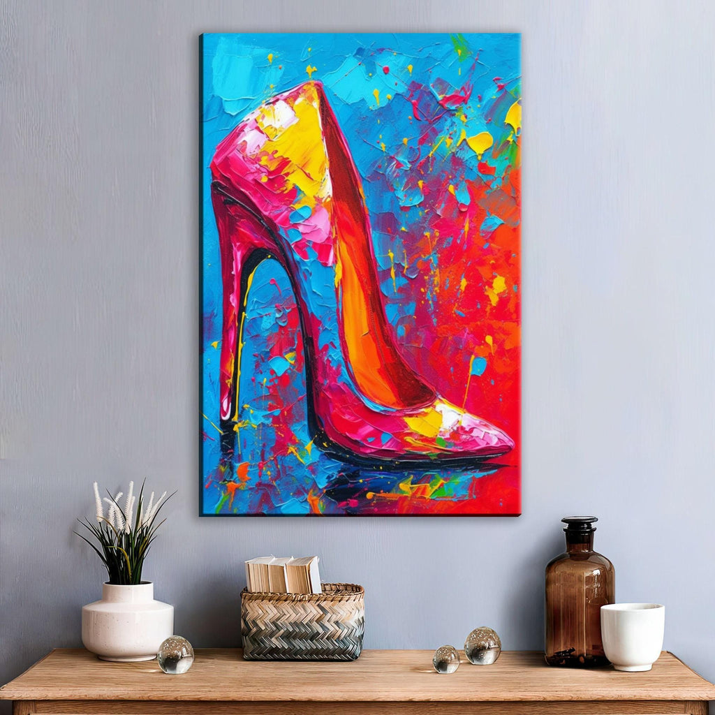 High Heels Canvas Art – Colorful Pop Art Print on Large Gallery Ready Canvas