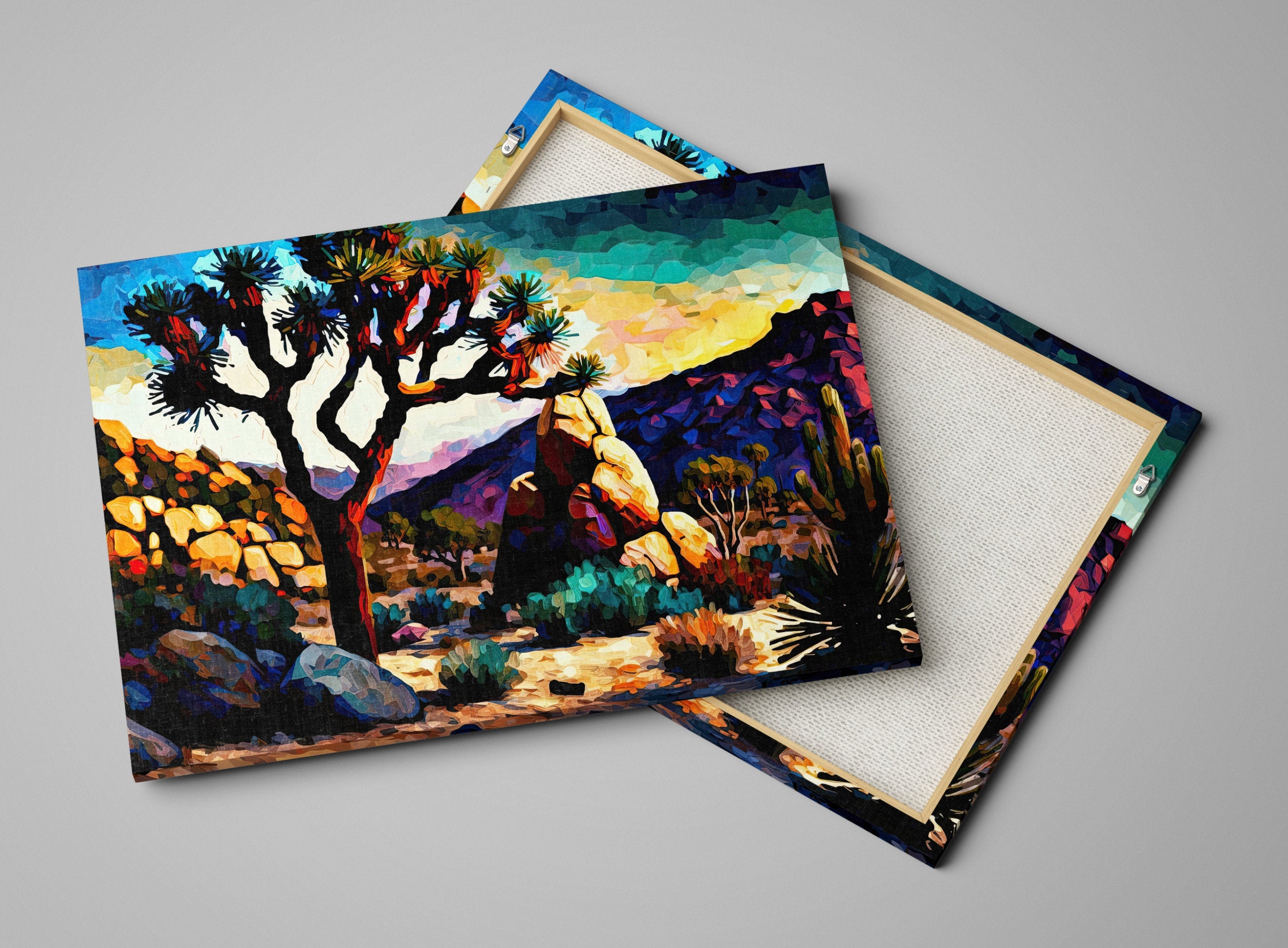 Desert Landscape Canvas - Southwestern Scenery Print | Joshua Tree Artwork, Gallery Ready