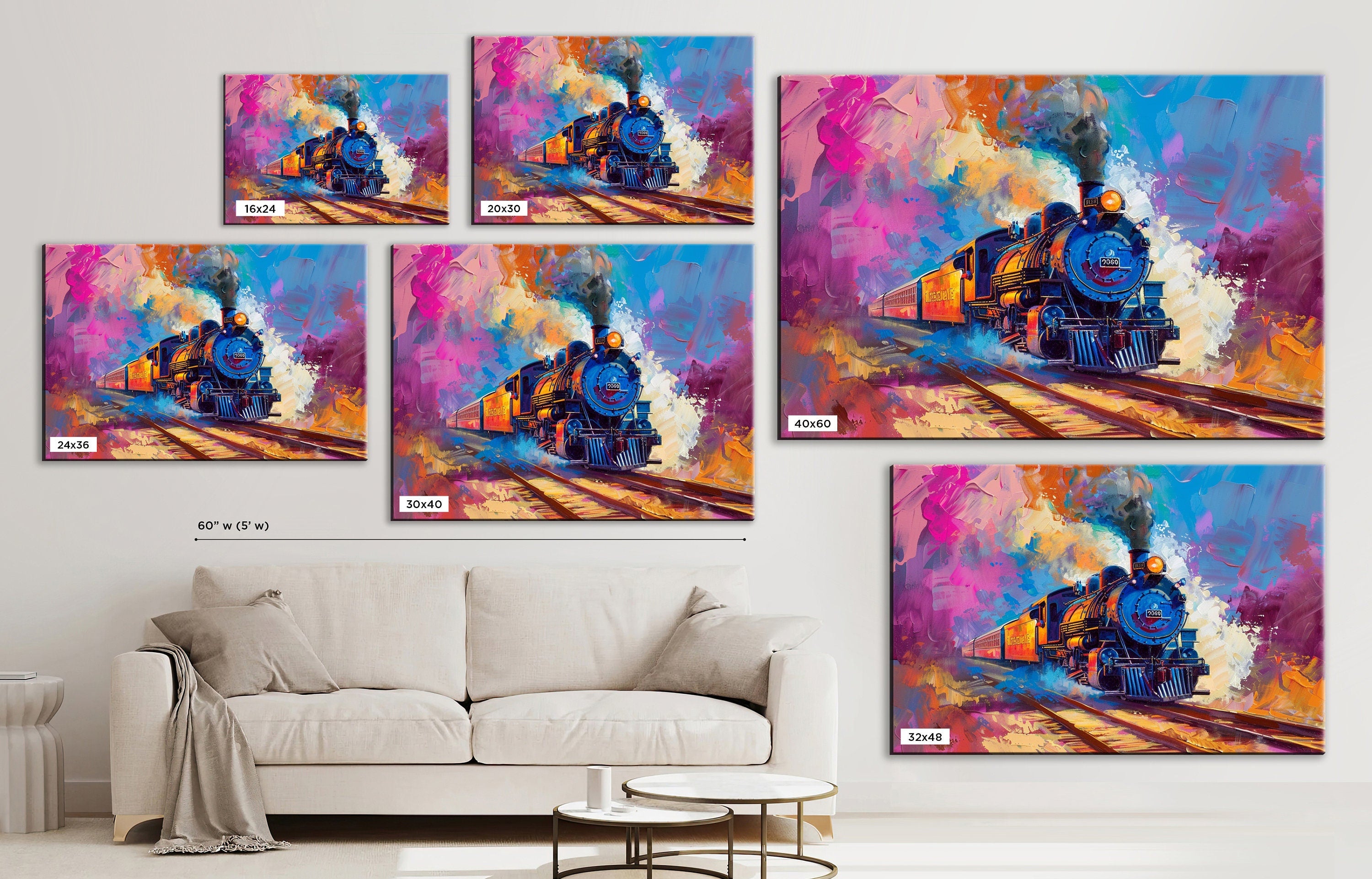 Locomotive Pop Art – Vintage Train Canvas | Gallery Wrapped Artist Print