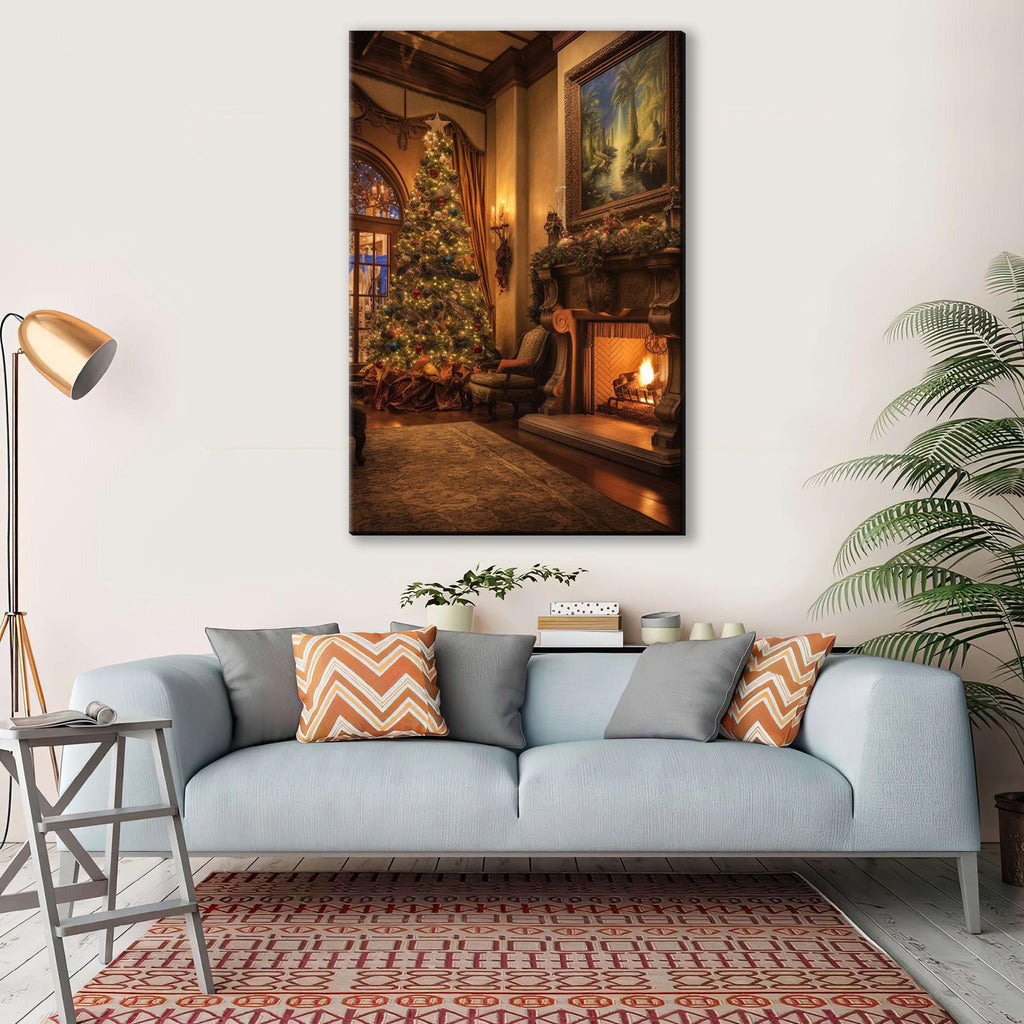 Christmas Canvas Art - Festive Tree Artwork on Gallery Wrapped Canvas, Ready to Hang Extra Large Print