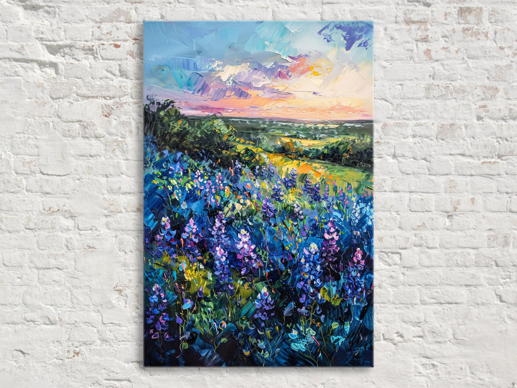 Bluebonnet Meadow Painting – Texas Canvas Art | Gallery Wrapped Canvas Print