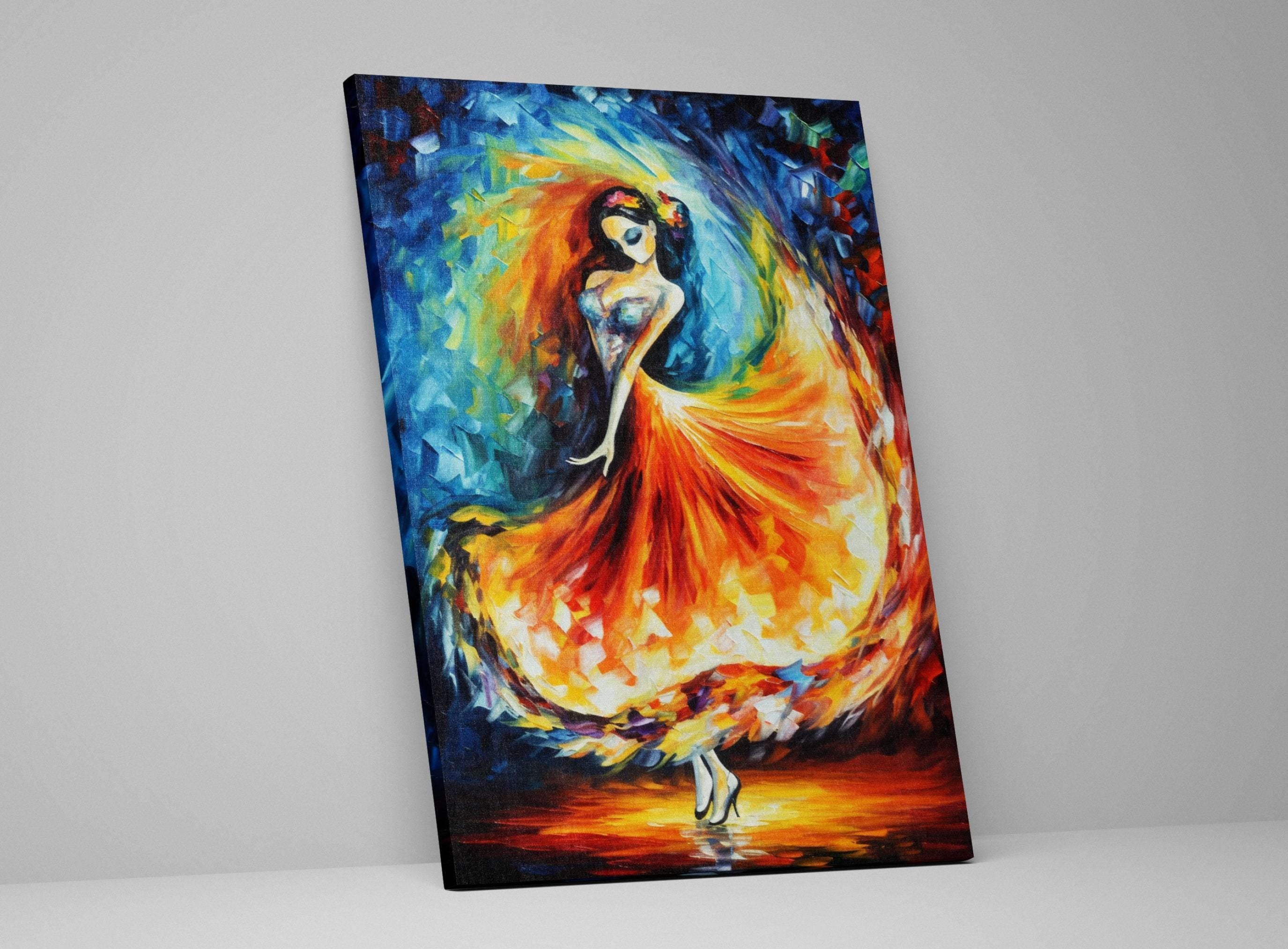 Day of the Dead Canvas – Vibrant Mexican Wall Art with Flamenco Dancer Print