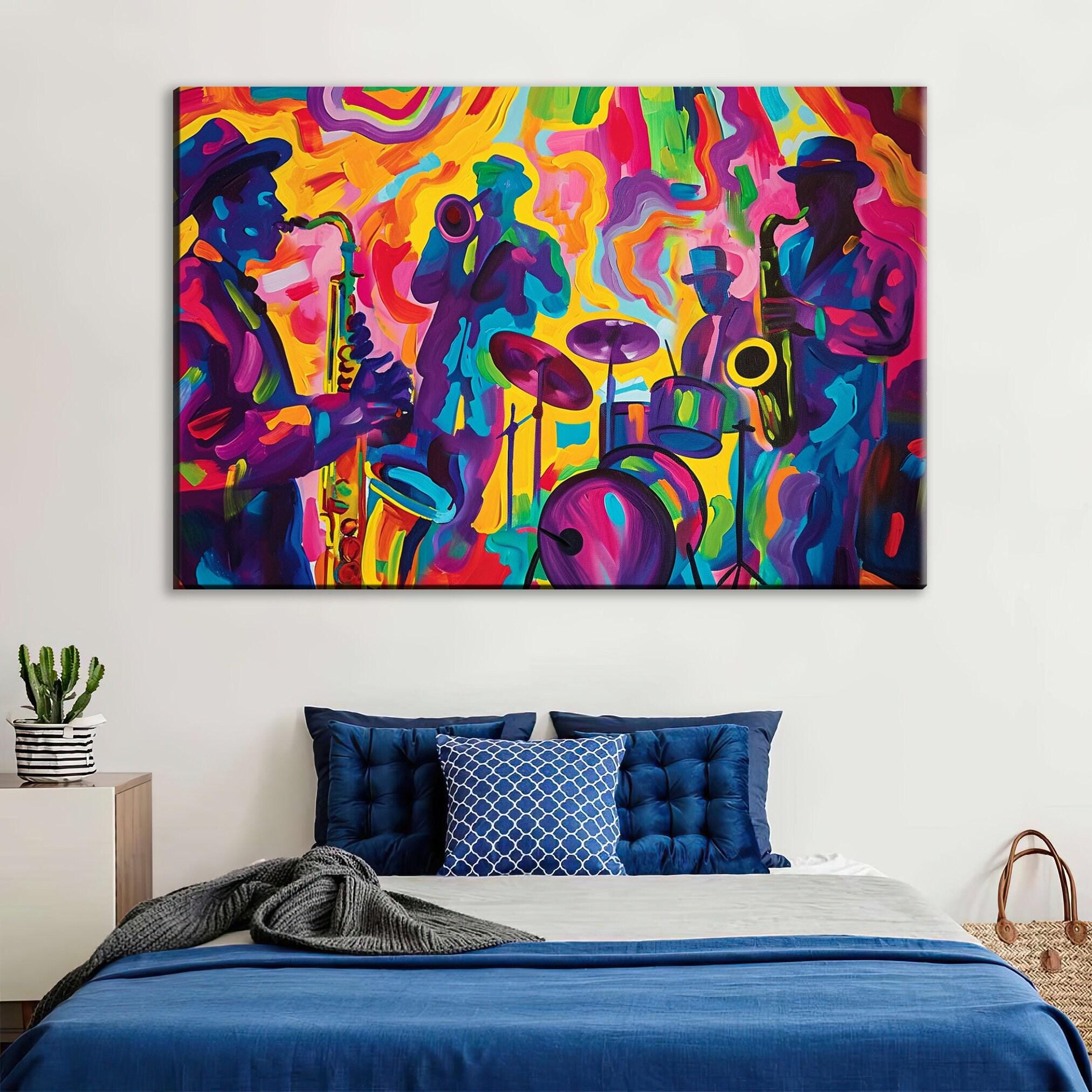 Abstract Jazz Wall Art – Gallery Wrapped Canvas Print | Ready to Hang, Extra Large