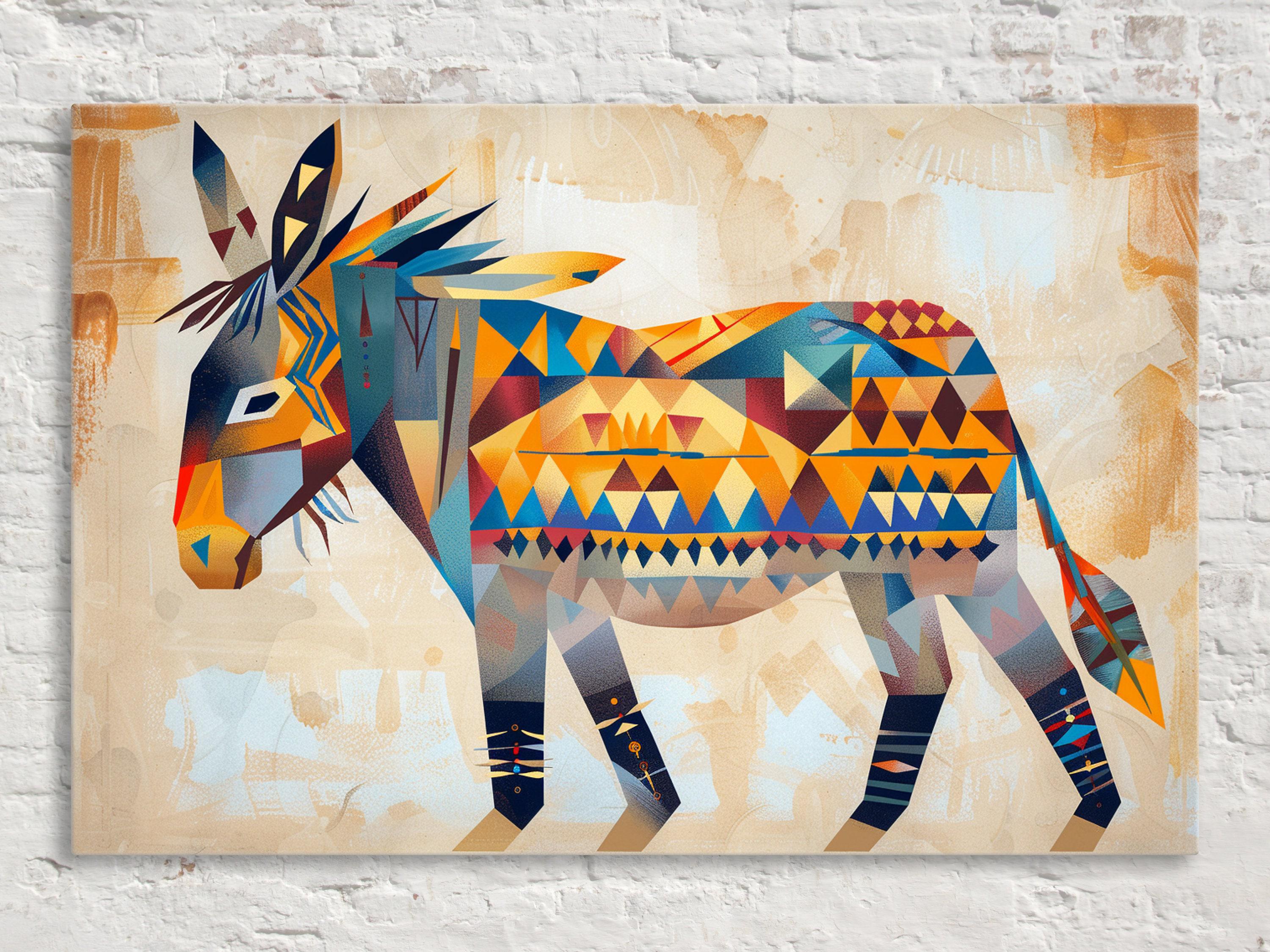 Native American Canvas Art – Large Gallery Wrapped Canvas Featuring Desert Donkey Print