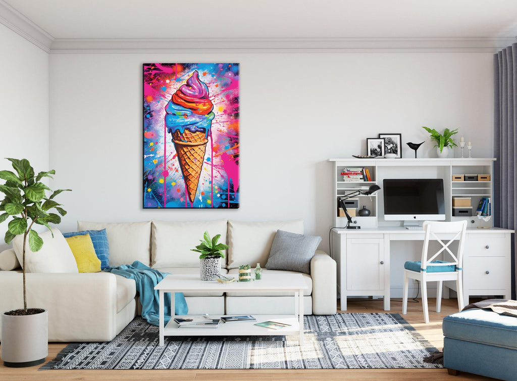 Ice Cream Cone Wall Art – Large Canvas Print | Vibrant Pop Art Canvas