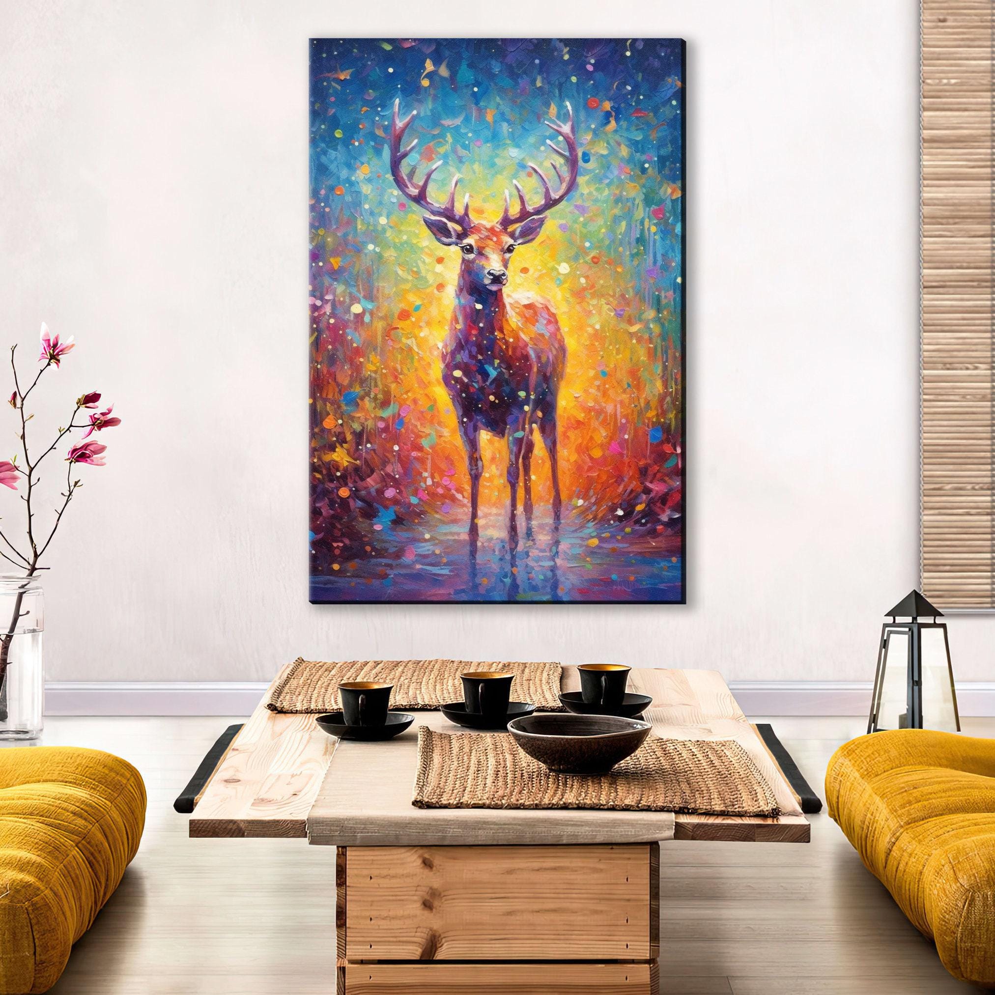 Baby Christmas Reindeer - Festive Reindeer Art on Gallery Wrapped Canvas for Holiday Wall Decor