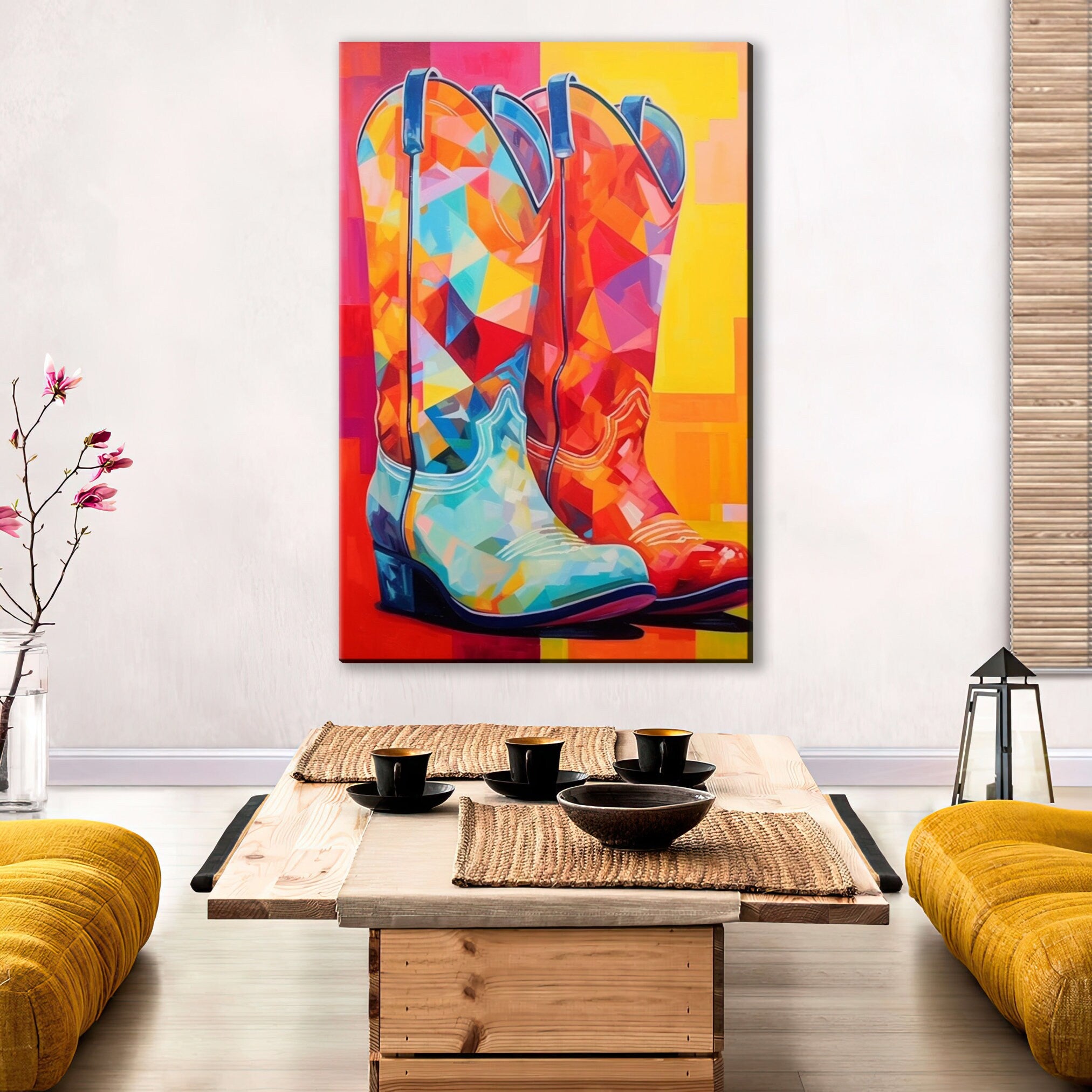 Cowboy Boots Canvas - Large Western Wall Art | Texas Style Rustic Decor