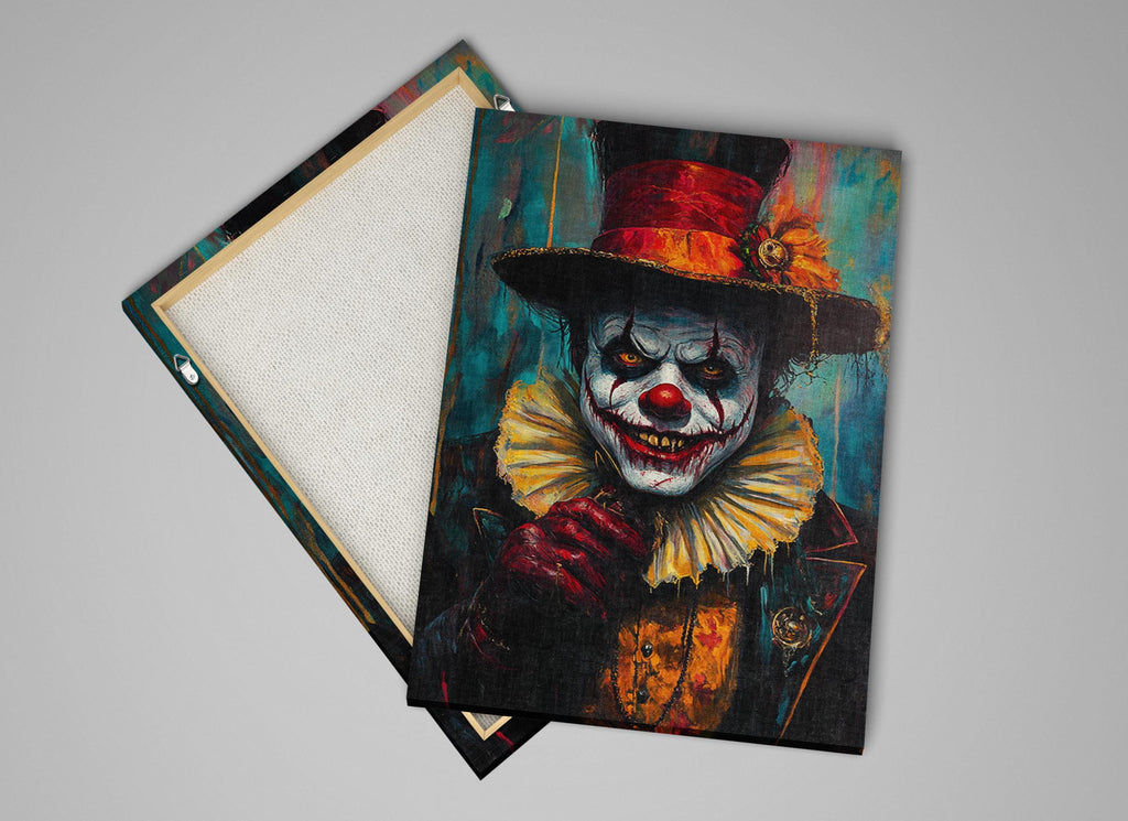 Sinister Clown Wall Art – Frightening Halloween Canvas Print | Extra Large Gallery Wrapped Canvas