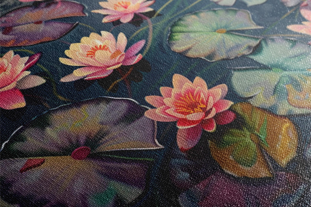 Water Lilies Canvas Art – Gallery Wrapped Canvas | Extra Large Botanical Wall Art Print