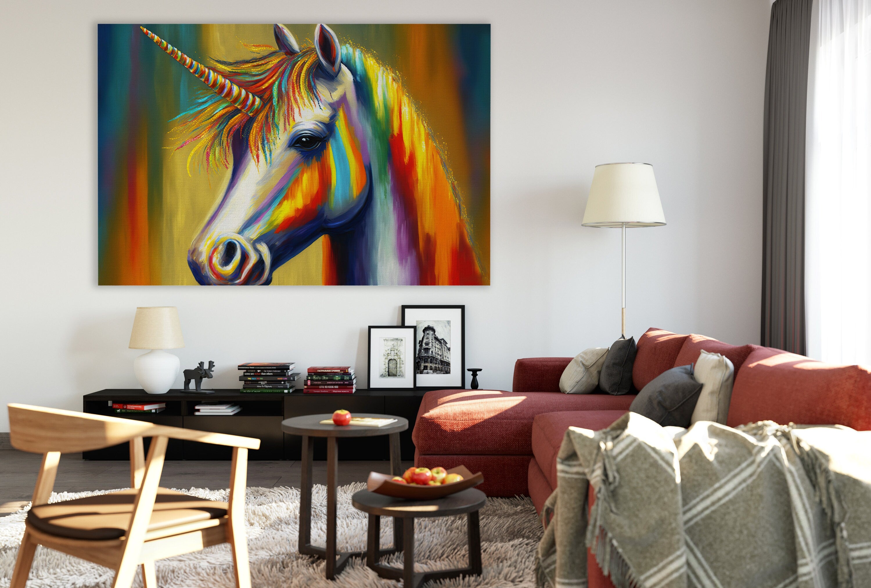 Unicorn Canvas Art – Colorful Kids Room Art With Vibrant Giclee Canvas Print