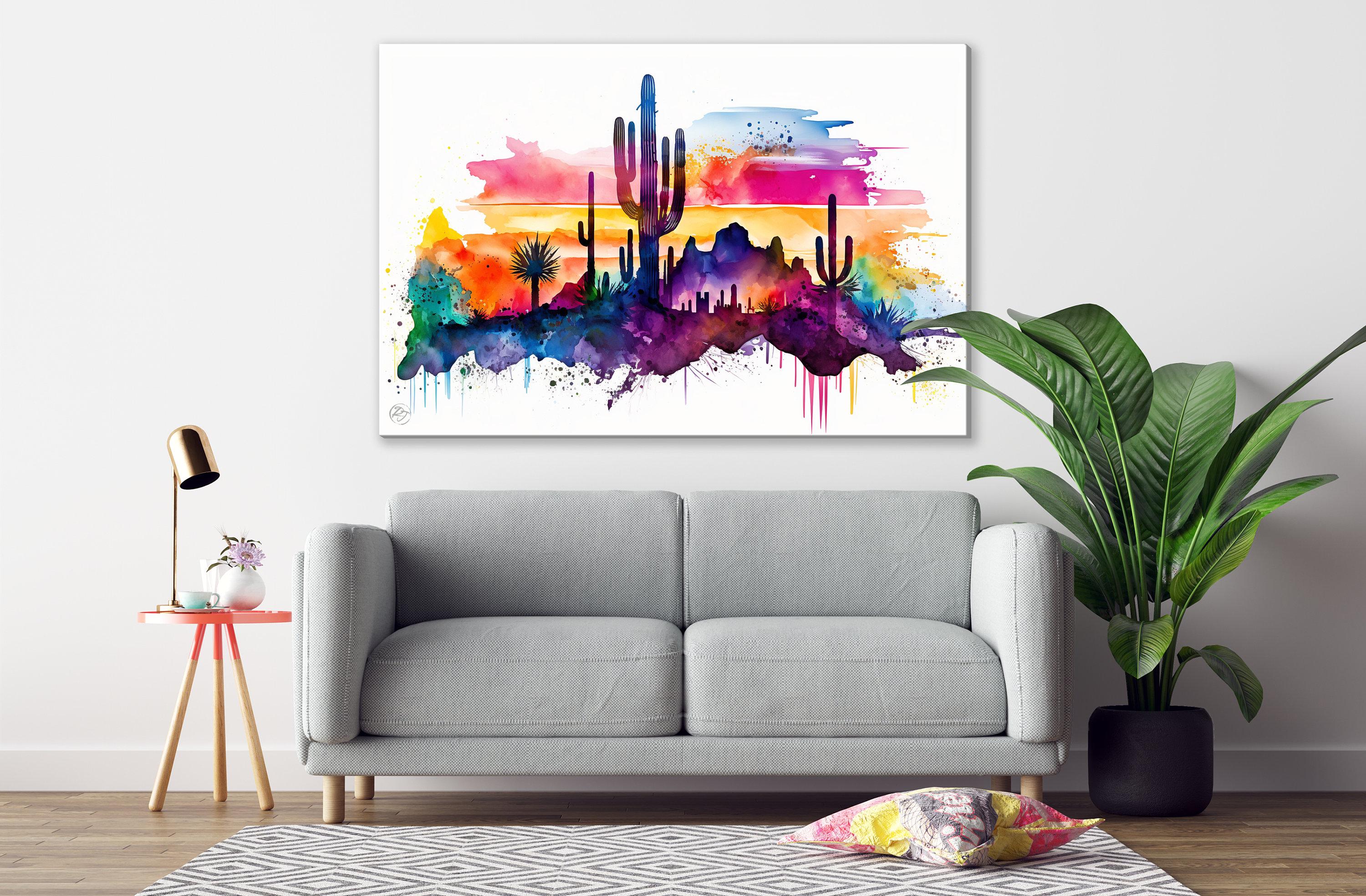 Southwest Desert Vista: Watercolor Landscape Art, Giclee Print on Canvas, Artist Paper, Watercolor Paper, Available in Extra Large Sizes