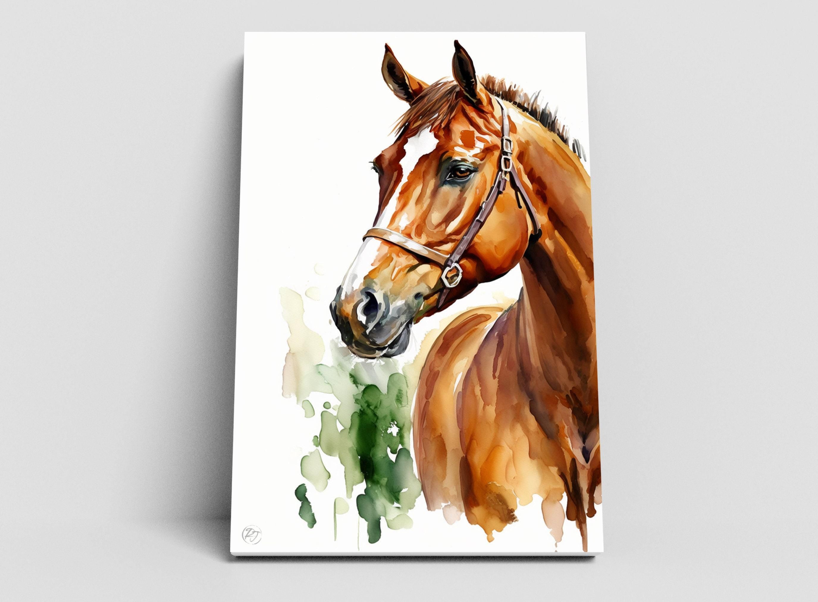 Equestrian Elegance: Watercolor Horse Wall Art Print, Giclee Print on Canvas, Artist Paper, Watercolor Paper, Available in Extra Large Sizes