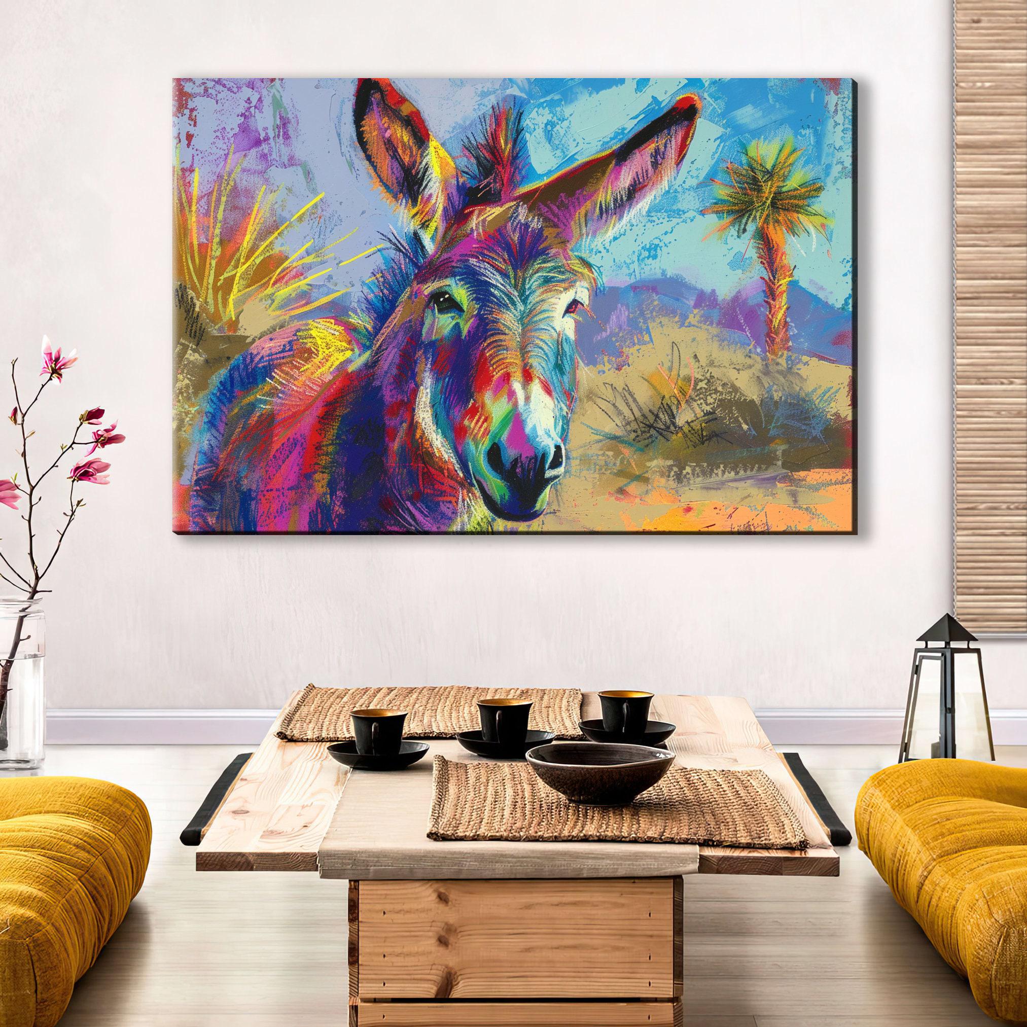 Donkey Pop Art - Colorful Wall Art | Large Canvas, Gallery Wrapped Rustic Decor