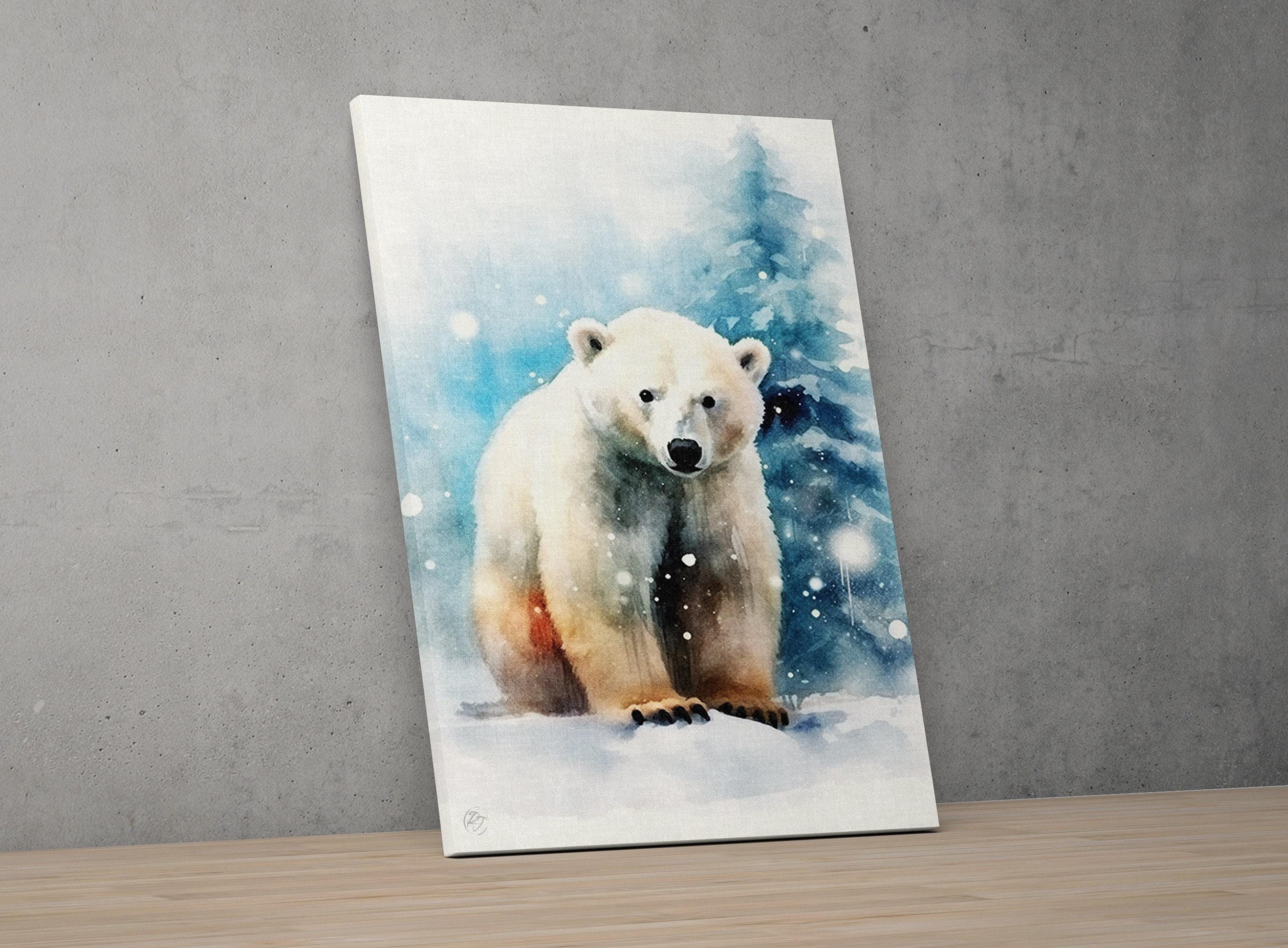 Gentle Guardian - Polar Bear Watercolor Wall Decor, Giclee Print on Canvas, Artist Paper, Watercolor Paper, Available in Extra Large Sizes