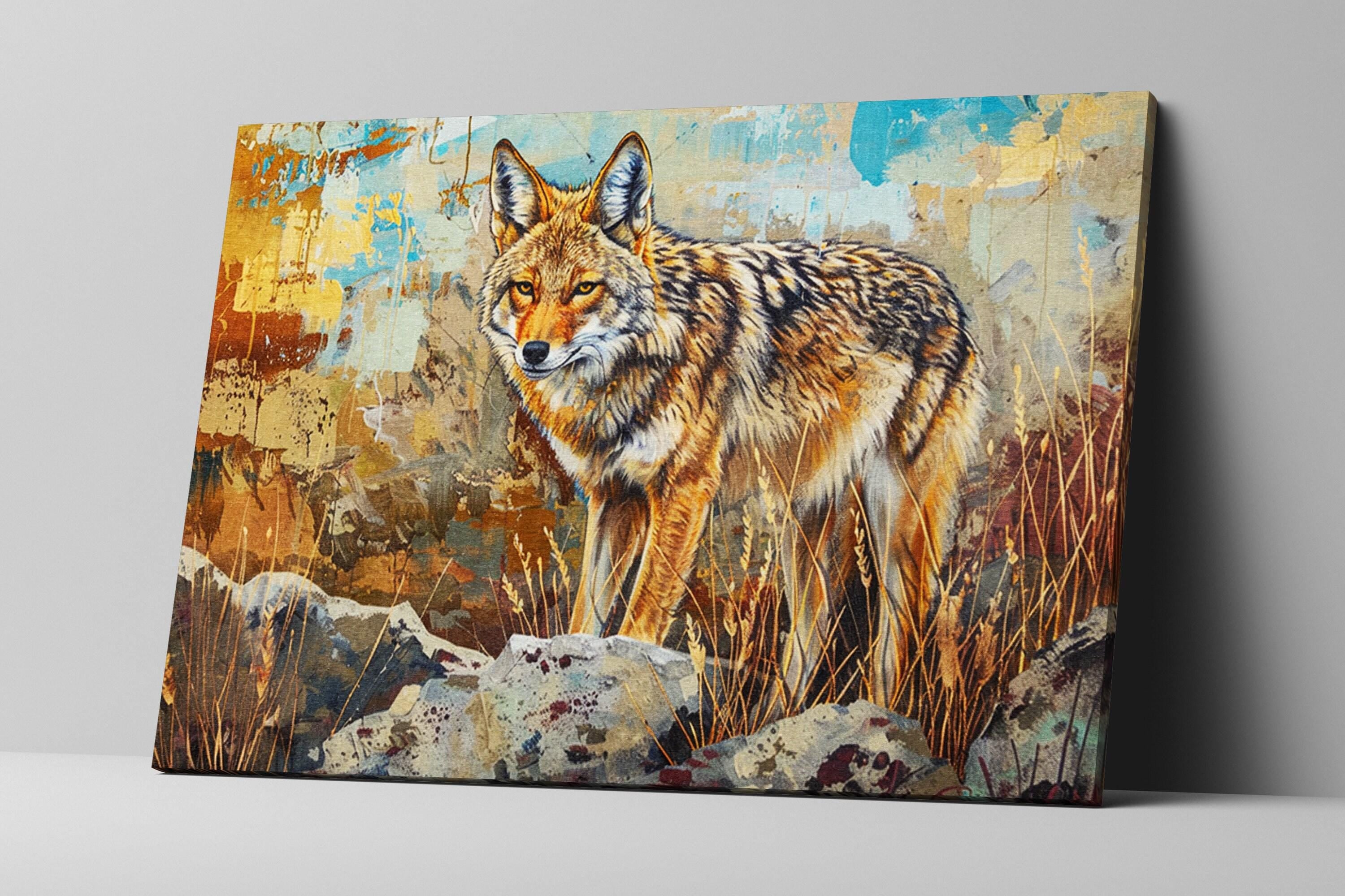 Rustic Coyote Wall Art – Large Southwest Canvas Print | Ready to Hang, Fade Resistant