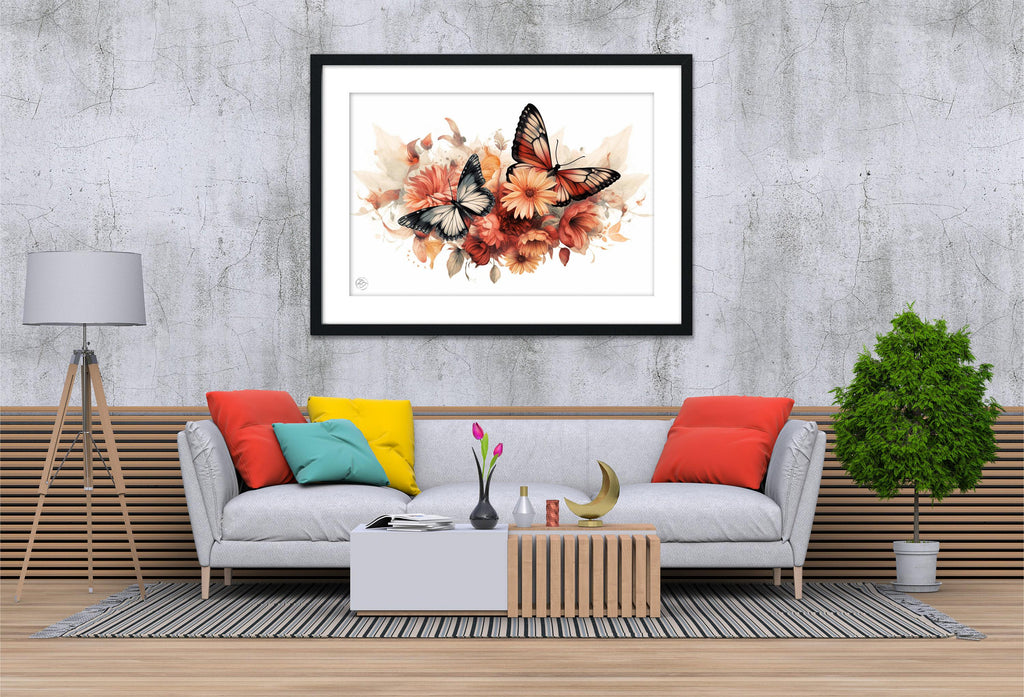 Vibrant Butterfly: Watercolor Wall Art Print, Giclee Print on Canvas, Artist Paper, Watercolor Paper, Available in Extra Large Sizes