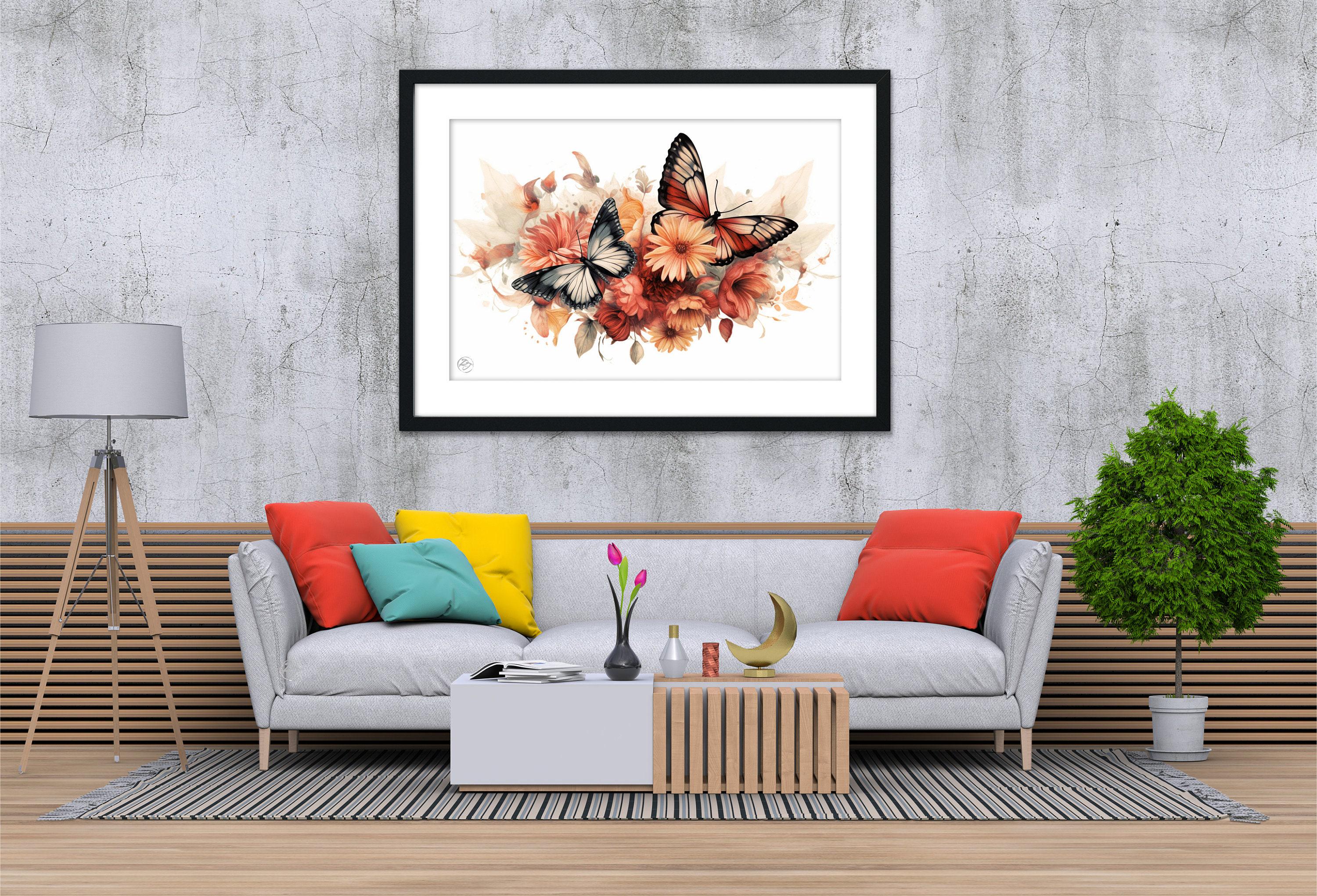 Vibrant Butterfly: Watercolor Wall Art Print, Giclee Print on Canvas, Artist Paper, Watercolor Paper, Available in Extra Large Sizes