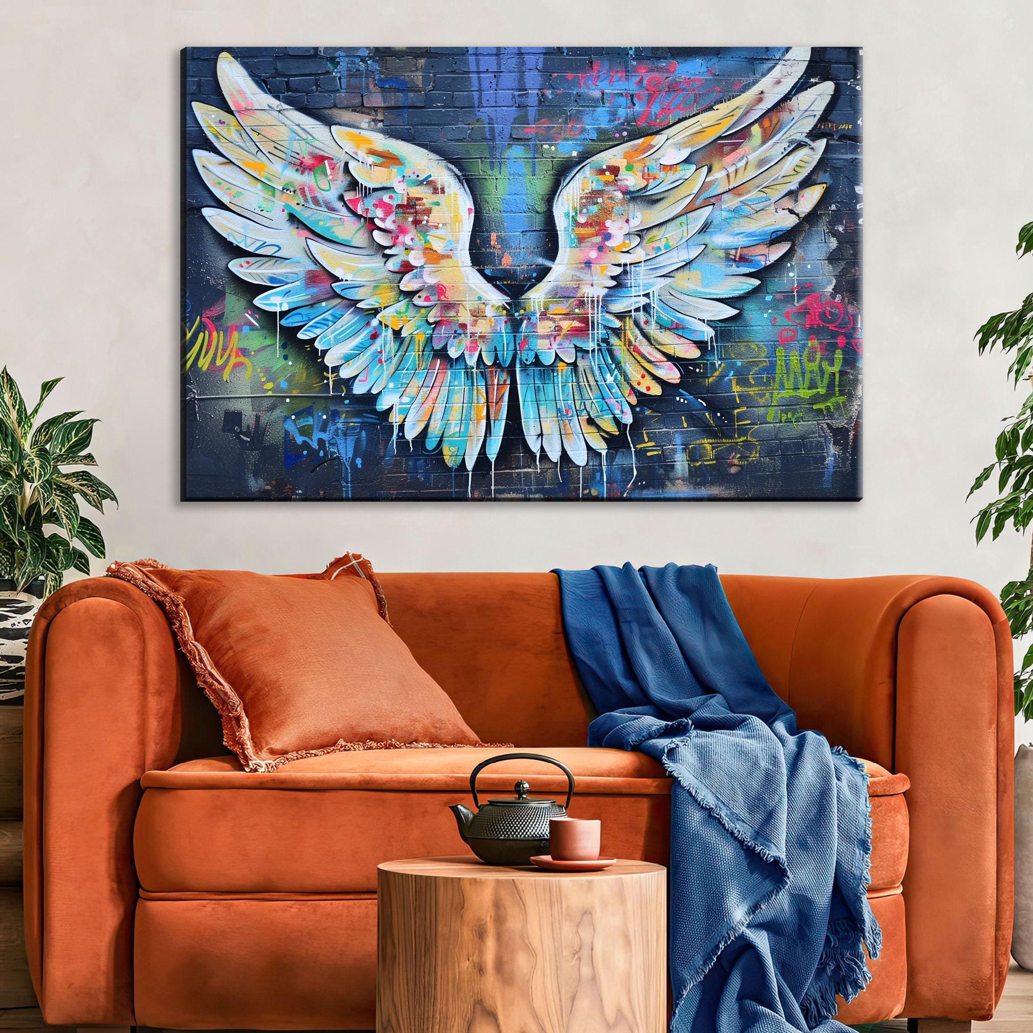 Graffiti Angel Wings - Large Canvas Art | Urban Art Print on Gallery Wrapped Canvas