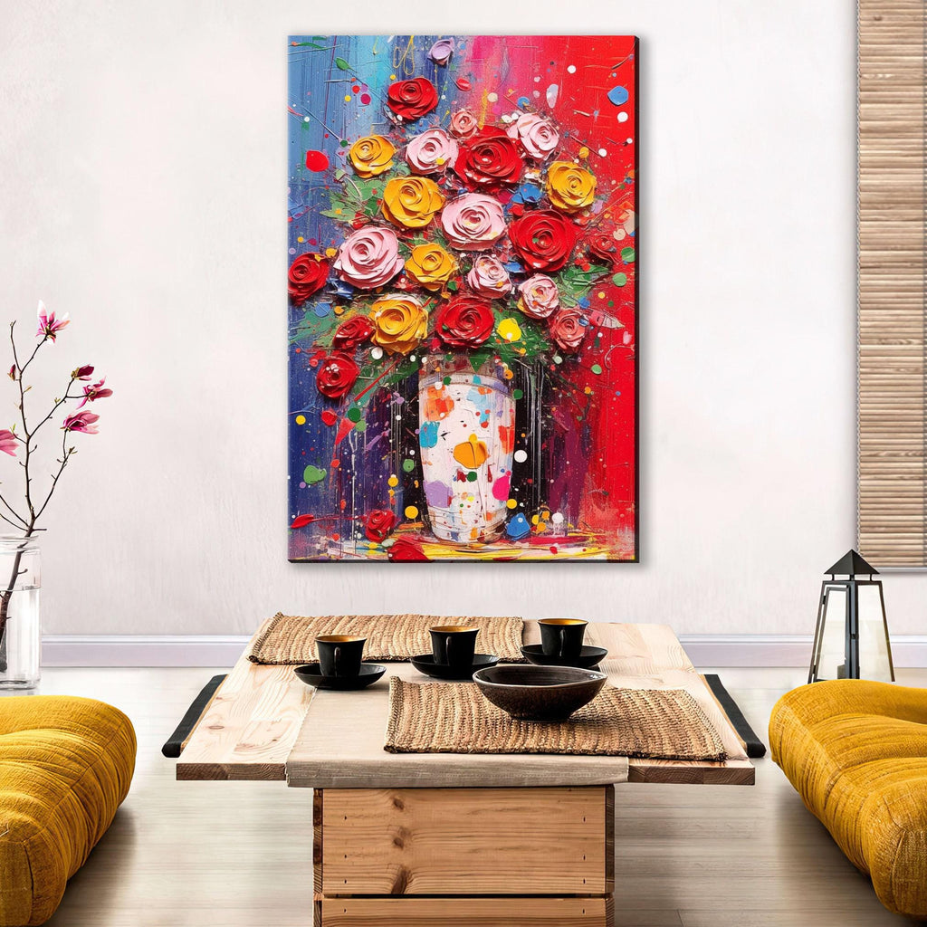 Bouquet of Roses - Large Canvas Art | Modern Roses Artwork & Floral Wall Decor