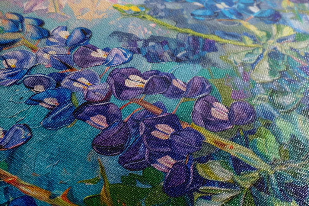 Texas Bluebonnet Painting - Large Canvas Wall Art | Blue Purple Flowers, Gallery Wrapped Print