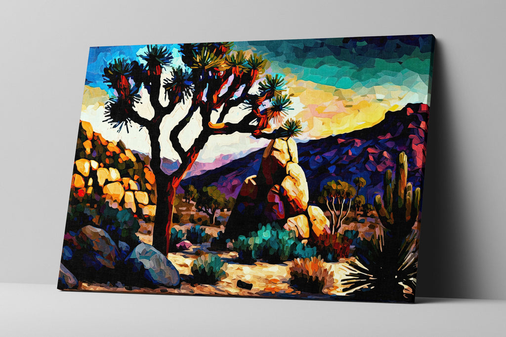 Desert Landscape Canvas - Southwestern Scenery Print | Joshua Tree Artwork, Gallery Ready