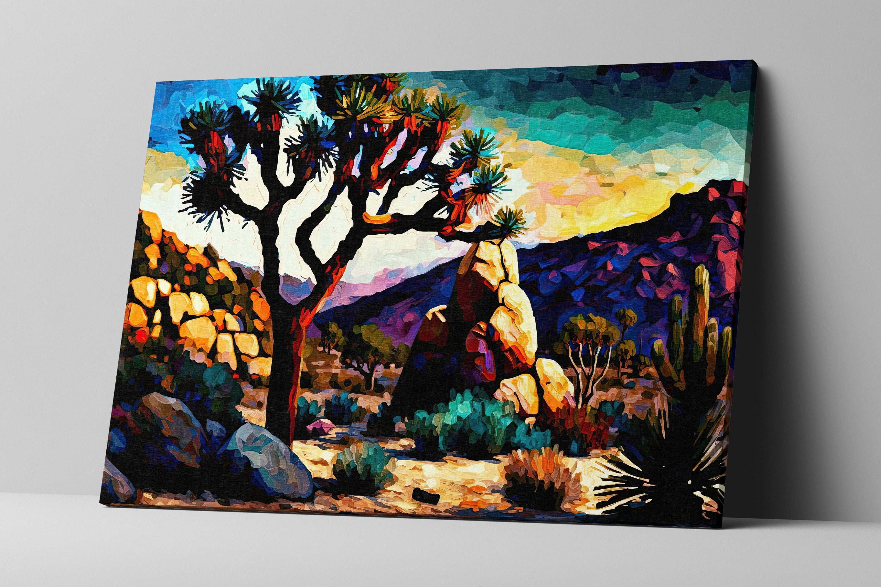 Desert Landscape Canvas - Southwestern Scenery Print | Joshua Tree Artwork, Gallery Ready