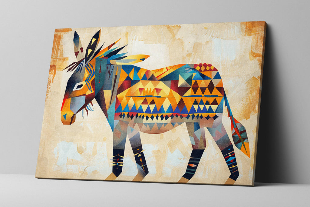 Native American Canvas Art – Large Gallery Wrapped Canvas Featuring Desert Donkey Print