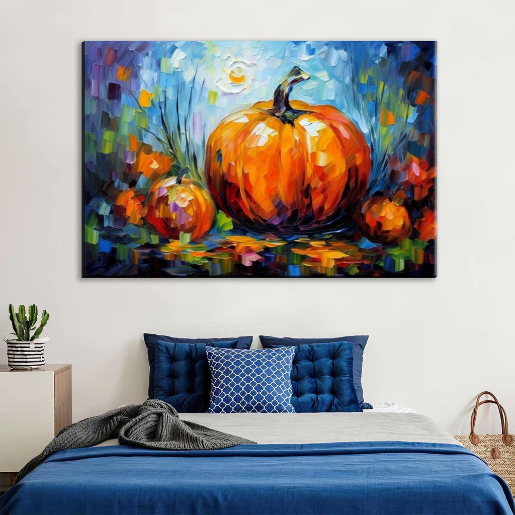 Pumpkin Wall Art – Large Gallery Wrapped Canvas | Halloween Canvas Art Decor