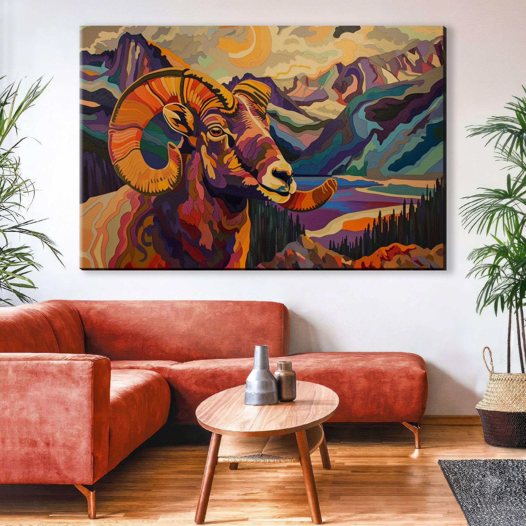Bighorn Sheep Canvas – Vibrant Canyon Sunset Art | Gallery Wrapped, Ready to Hang