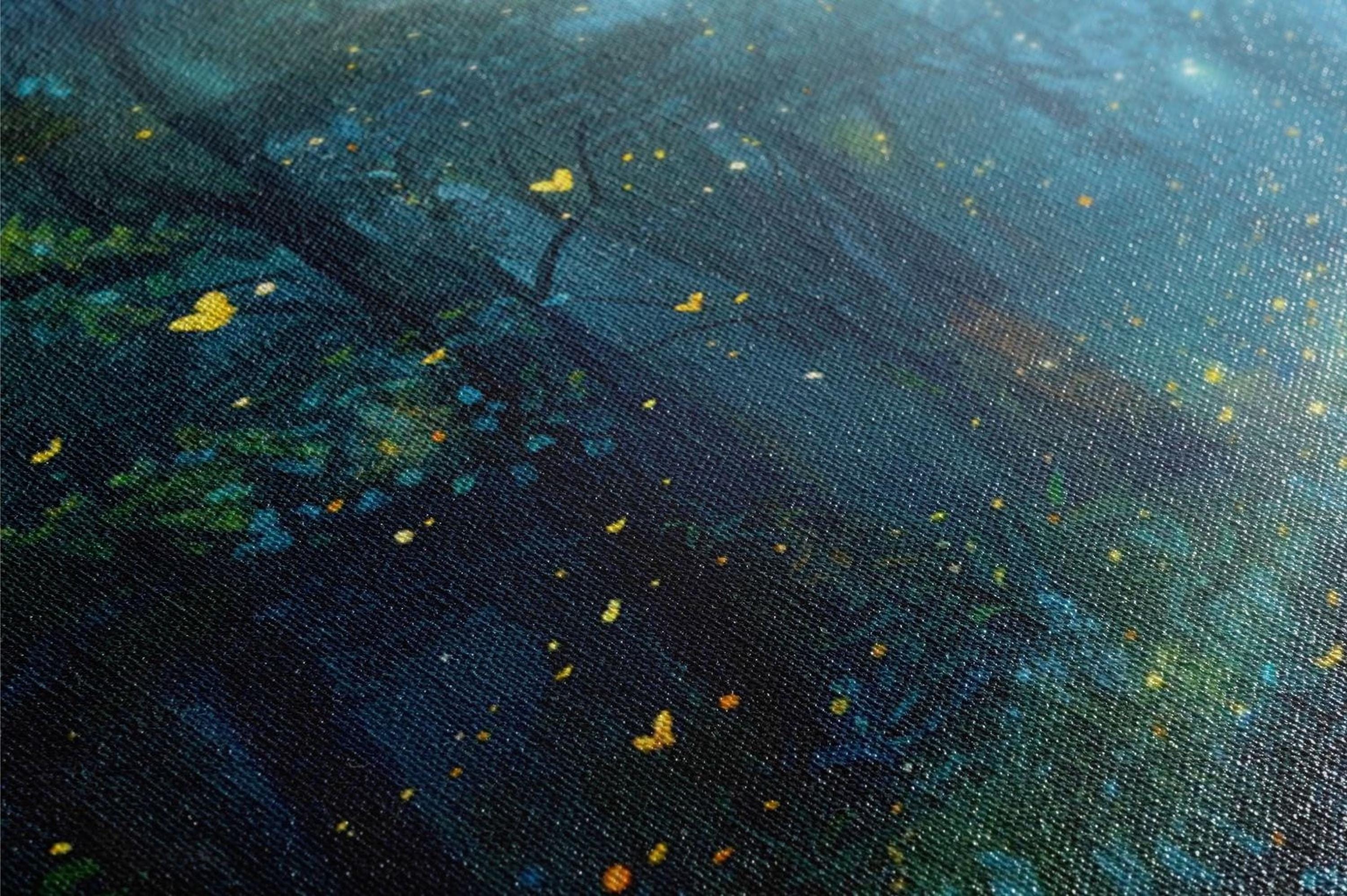 a painting of a forest filled with lots of leaves