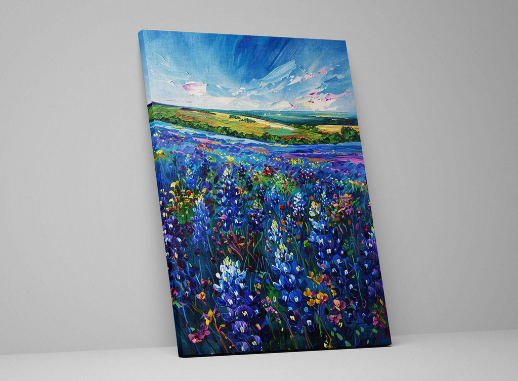Texas Bluebonnet Canvas - Large Gallery Wrapped Canvas Art | Western Wall Art Decor
