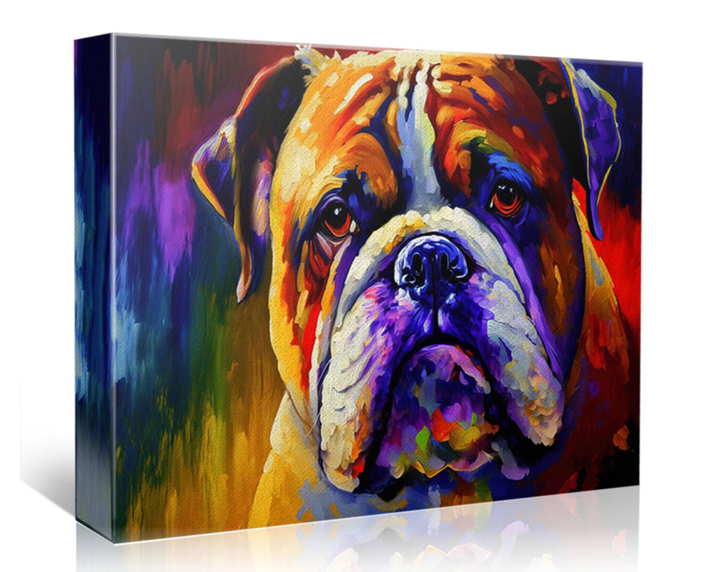 English Bulldog Art – Vibrant Bulldog Canvas Print | Gallery Ready Dog Painting