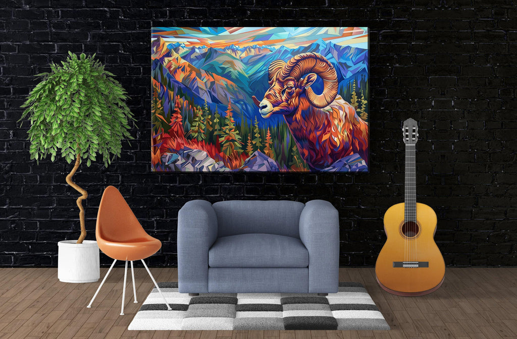 Bighorn Sheep Canvas | Vibrant Wildlife Art Print - Gallery Wrapped, Ready to Hang