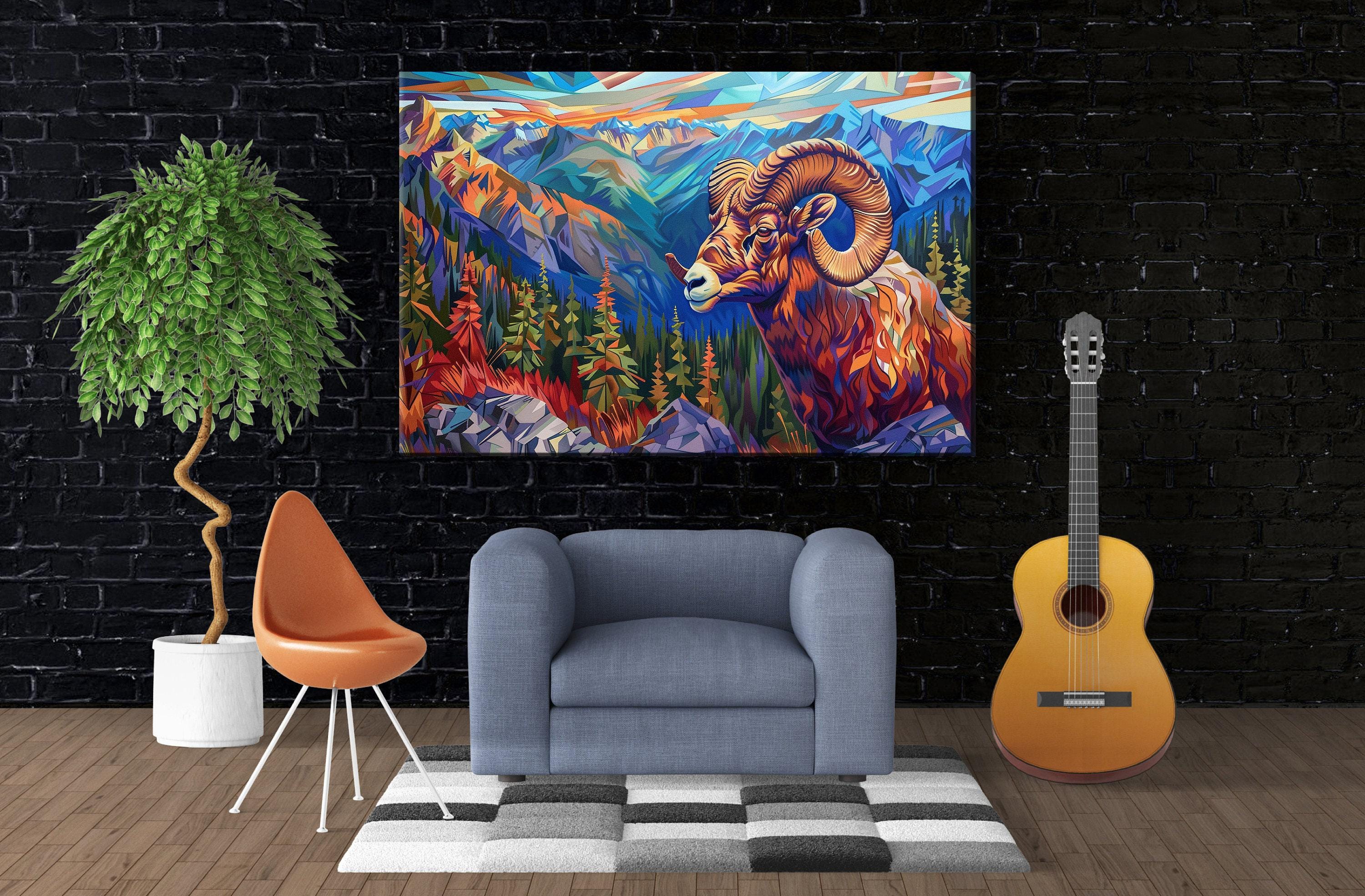 Bighorn Sheep Canvas | Vibrant Wildlife Art Print - Gallery Wrapped, Ready to Hang
