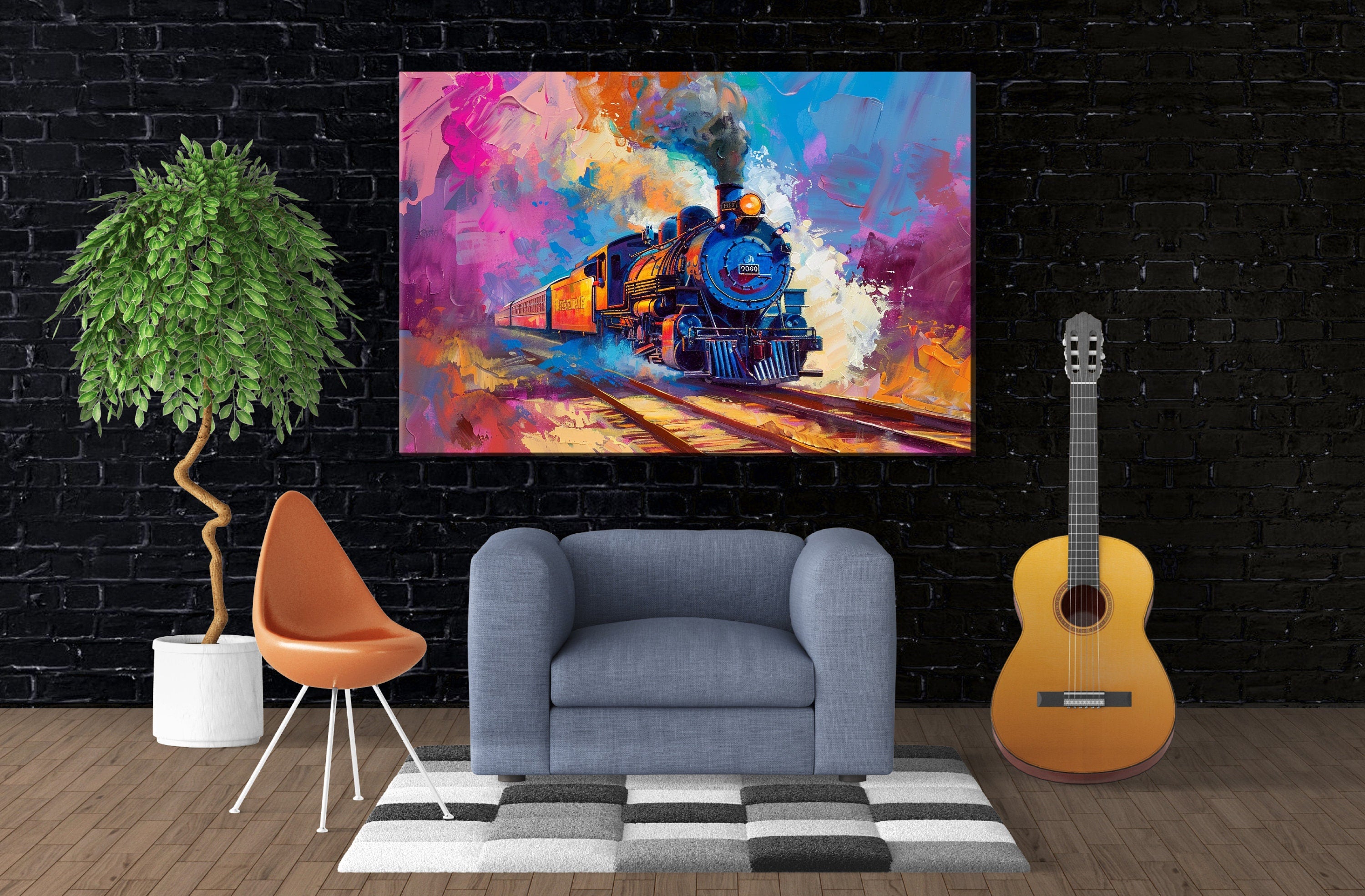 Locomotive Pop Art – Vintage Train Canvas | Gallery Wrapped Artist Print