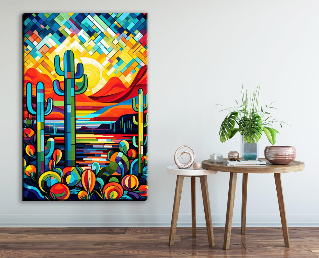 Southwest Modern Art - Geometric Desert Art Print on Gallery Wrapped Canvas, Ready to Hang