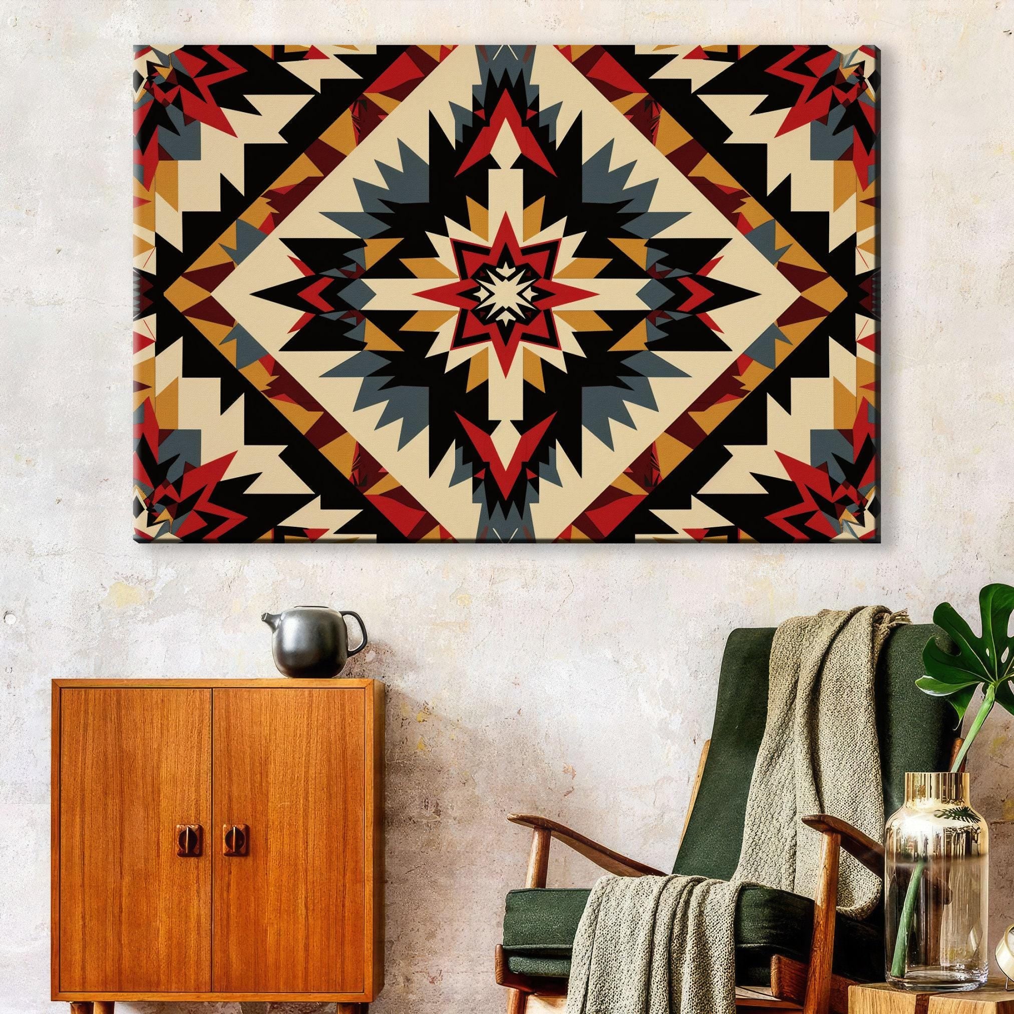 Native American Canvas – Large Tribal Wall Art on Gallery Wrapped Canvas, Ready to Hang