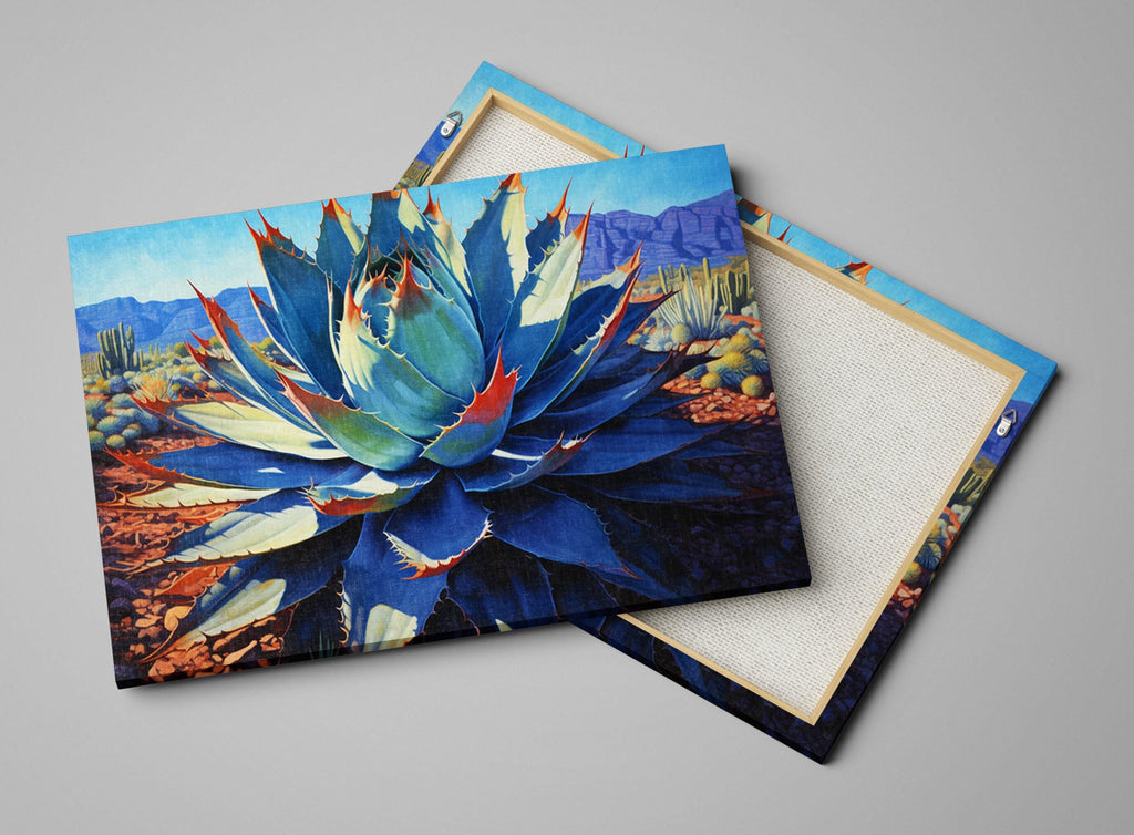 Blue Agave Canvas Print – Southwest Painting on Extra Large Gallery Ready Canvas