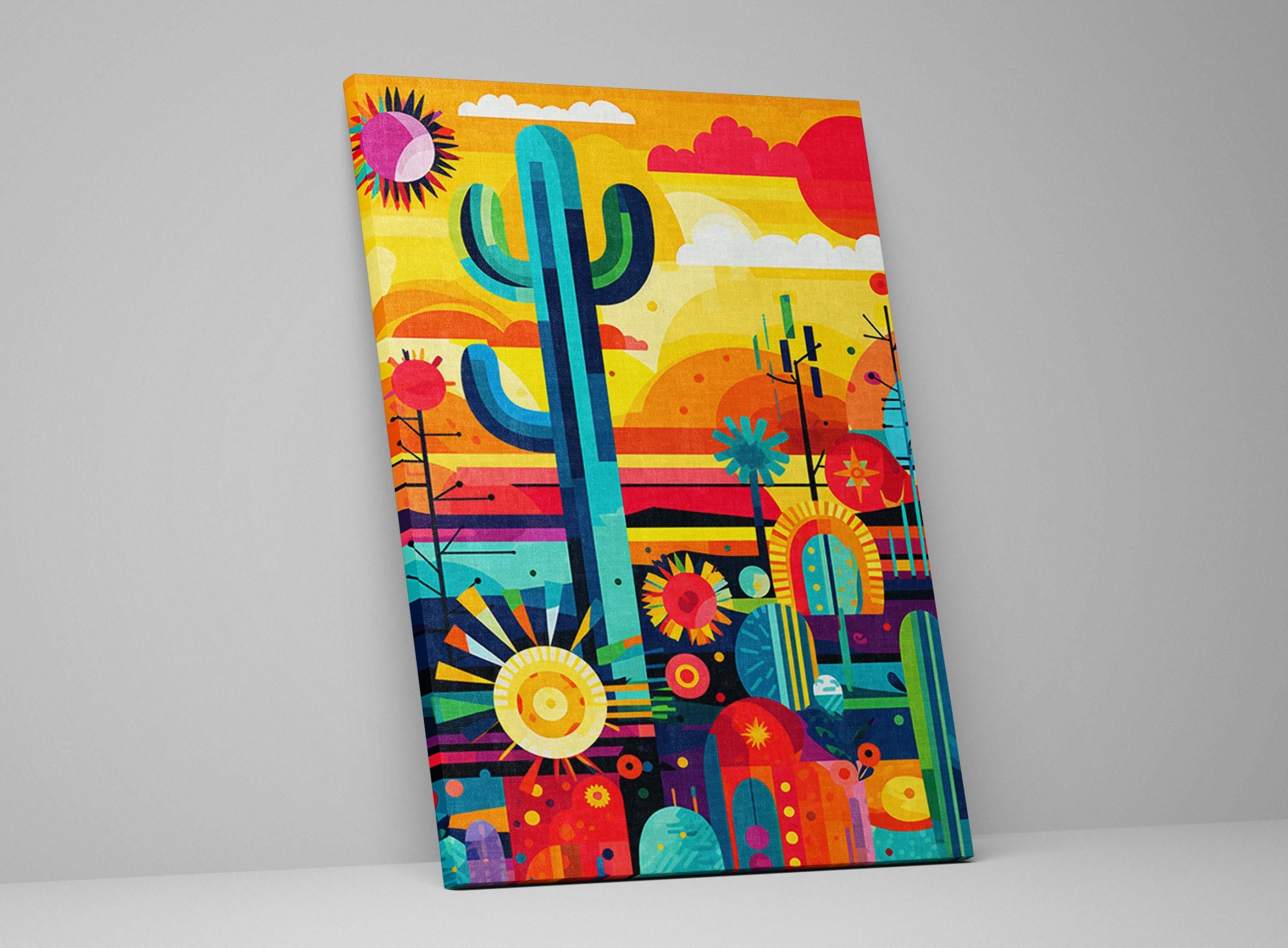 Desert Landscape Art - Geometric Desert Art | Gallery Wrapped Canvas, Ready to Hang