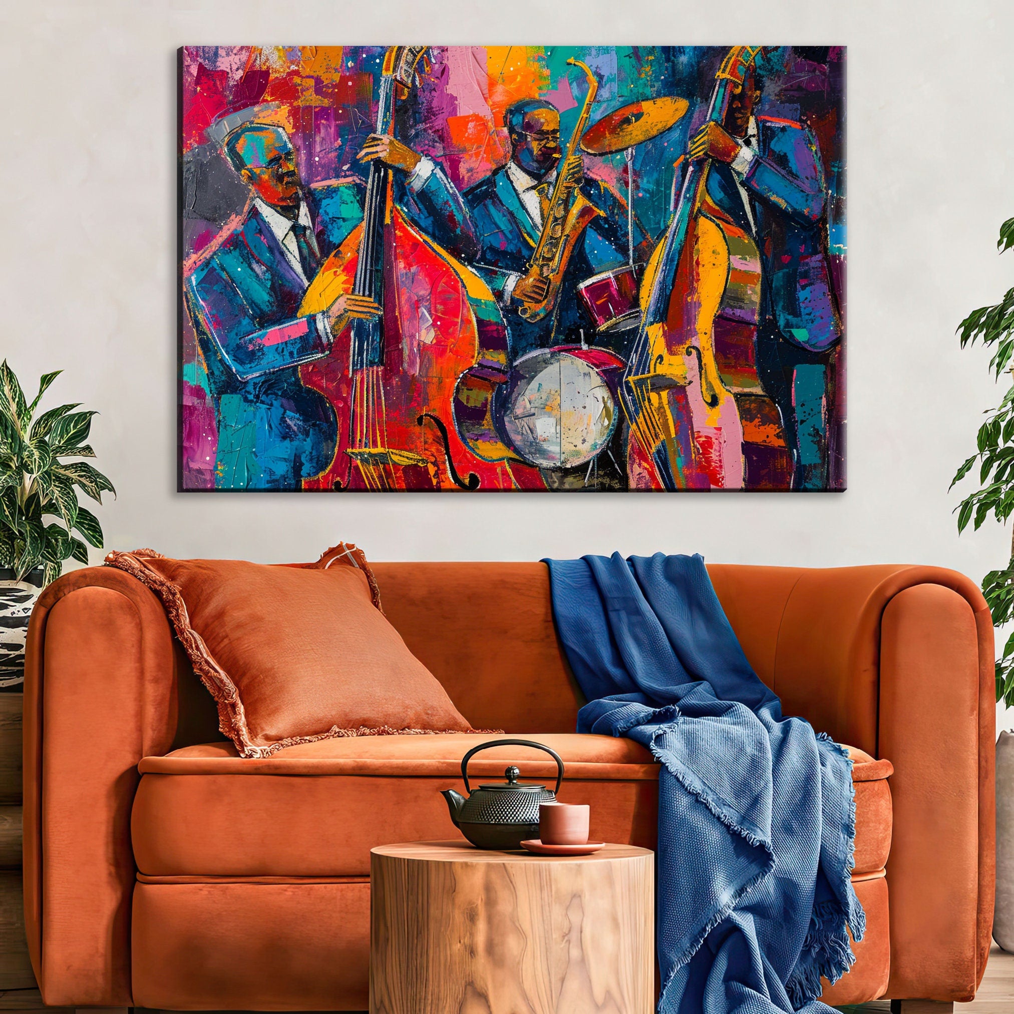Jazz Wall Art – Energetic Live Jazz Scene Canvas Print | Gallery Wrapped, Ready to Hang