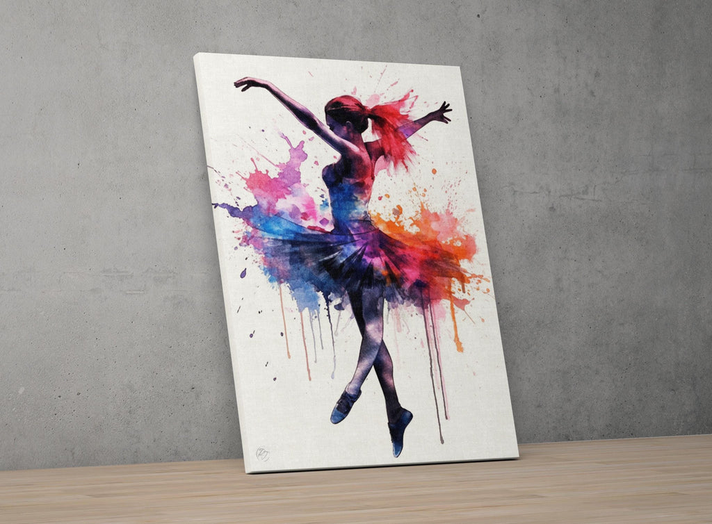 Elegant Ballerina Dancer: Watercolor Wall Art Print, Giclee Print on Canvas, Artist Paper, Watercolor Paper, Available in Extra Large Sizes