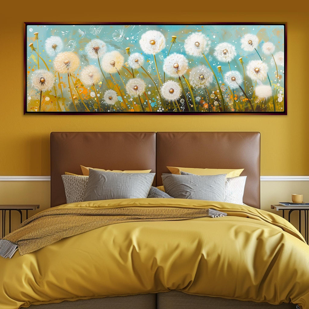 Panoramic Dandelion Wall Art - Large Framed Canvas, Gallery Wrapped, Ready to Hang