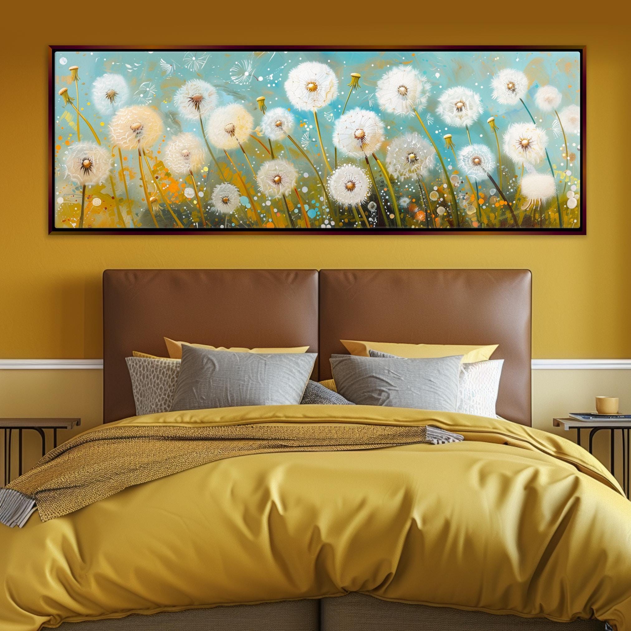 Panoramic Dandelion Wall Art - Large Framed Canvas, Gallery Wrapped, Ready to Hang
