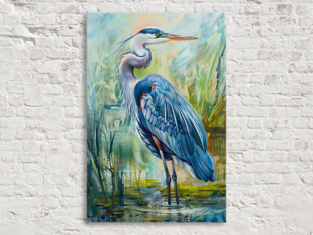 Blue Heron Wall Art – Large Canvas Art | Gallery Wrapped Canvas with Scratch Resistant Coating