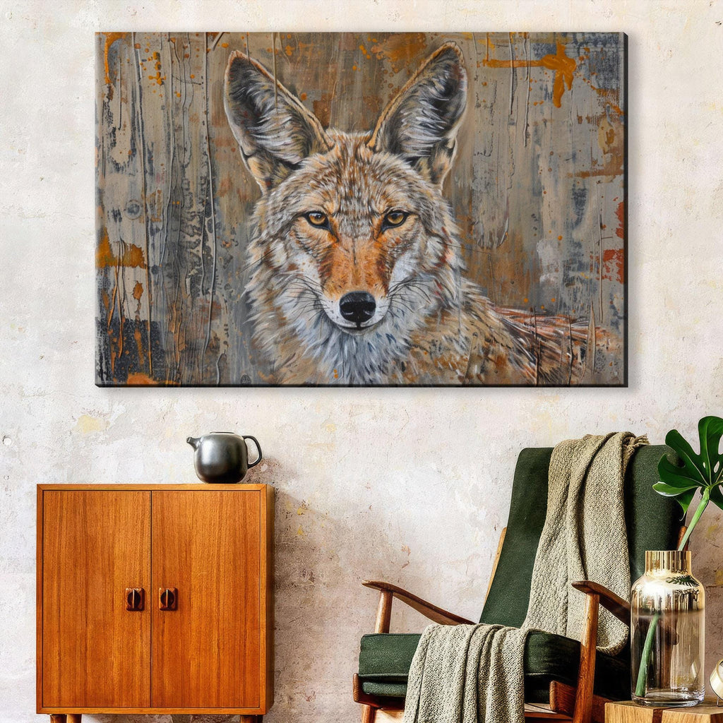 Western Texas Coyote Art | Large Canvas Art - Gallery Wrapped Canvas Ready to Hang