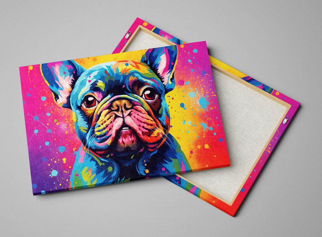 French Bulldog Canvas Print - Vibrant Dog Painting | Large Colorful Bulldog Art