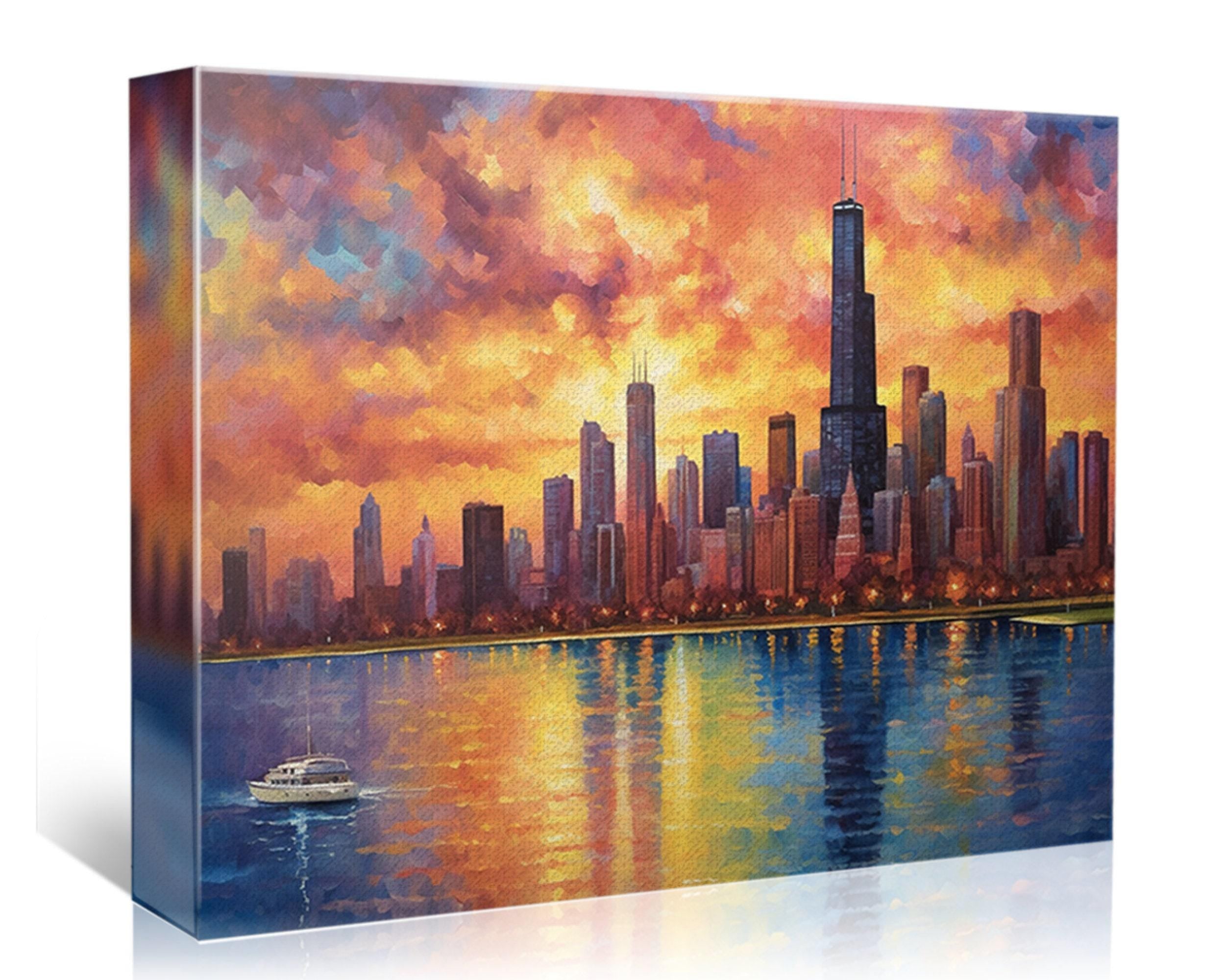 Chicago Skyline Canvas – Large Canvas Art | Urban Wall Decor & Modern Chicago Painting
